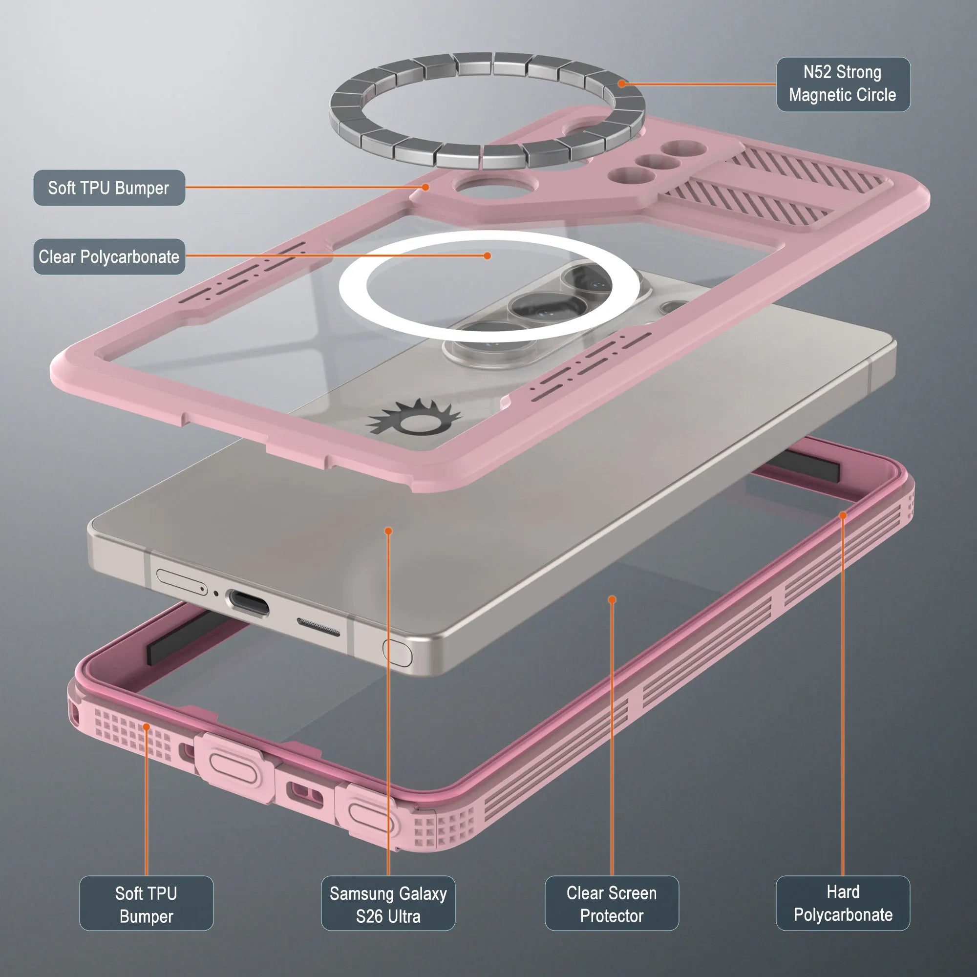 Galaxy S26 Ultra Waterproof Case [Alpine 2.0 Series] [Slim Fit] [IP68 Certified] [Shockproof] [Pink]