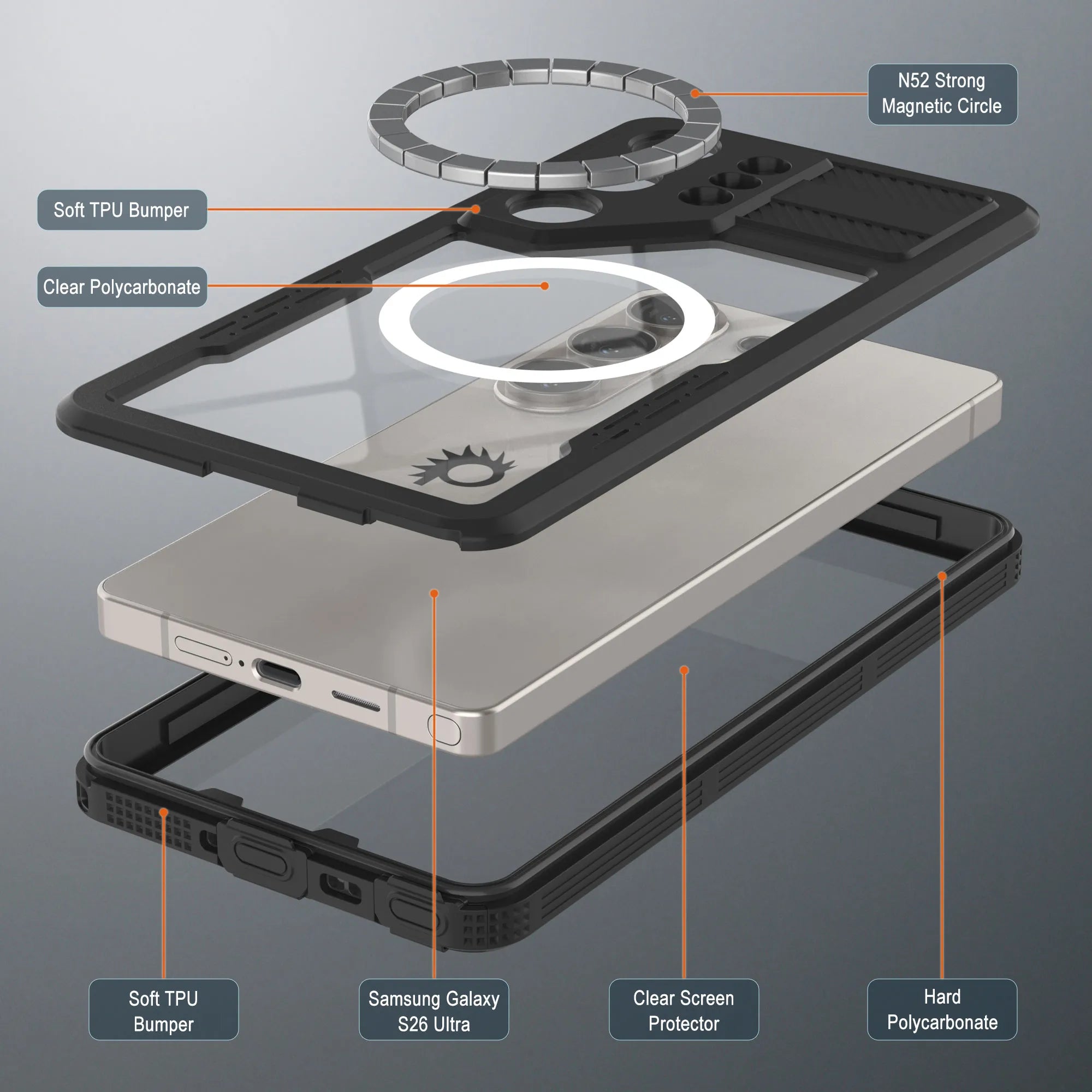 Galaxy S26 Ultra Waterproof Case [Alpine 2.0 Series] [Slim Fit] [IP68 Certified] [Shockproof] [Black]