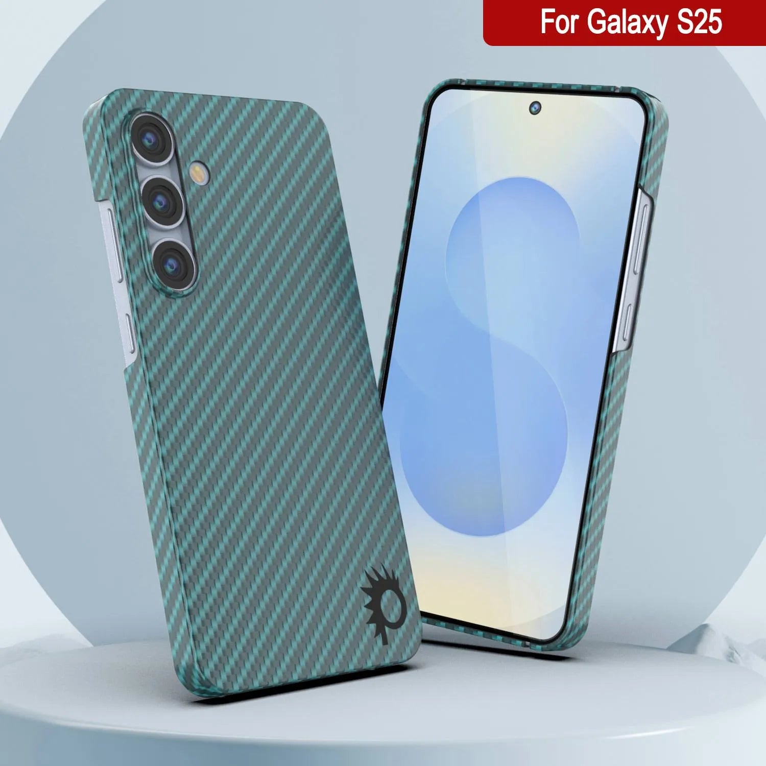 Punkcase Galaxy S25 Carbon Fiber Case [AramidShield Series] Ultra Slim & Light Kevlar [Teal]