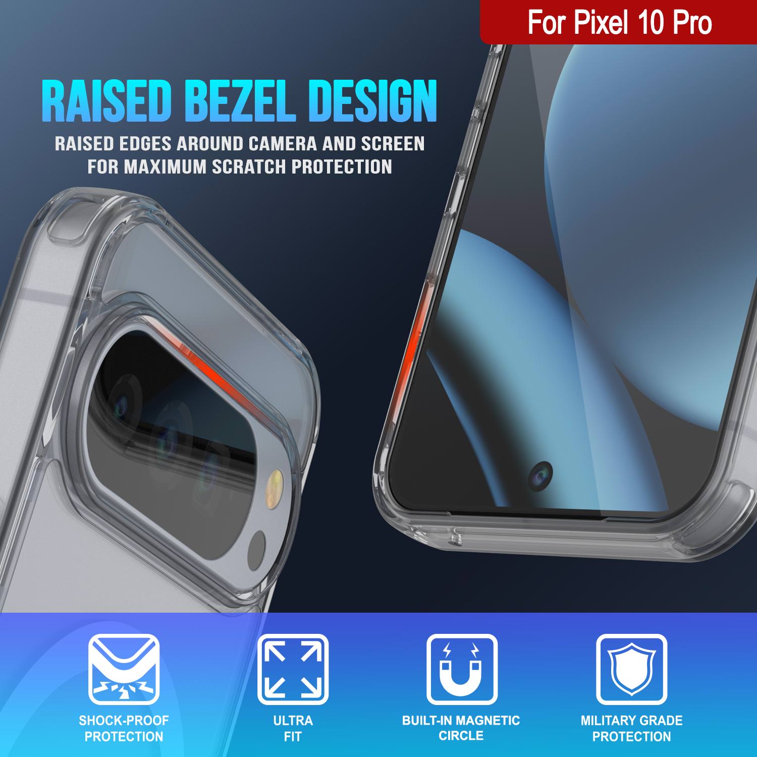 PunkCase for Google Pixel 10 Pro [Crystal Kickstand Series] Magnetic Clear Case w/Kickstand