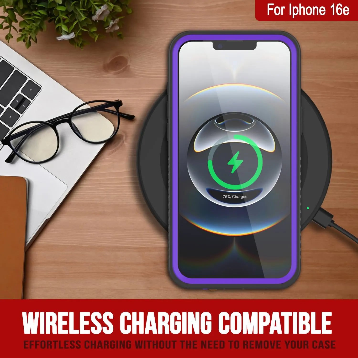 iPhone 16e Waterproof Case, Punkcase [Extreme Series] Armor Cover W/ Built In Screen Protector [Purple]