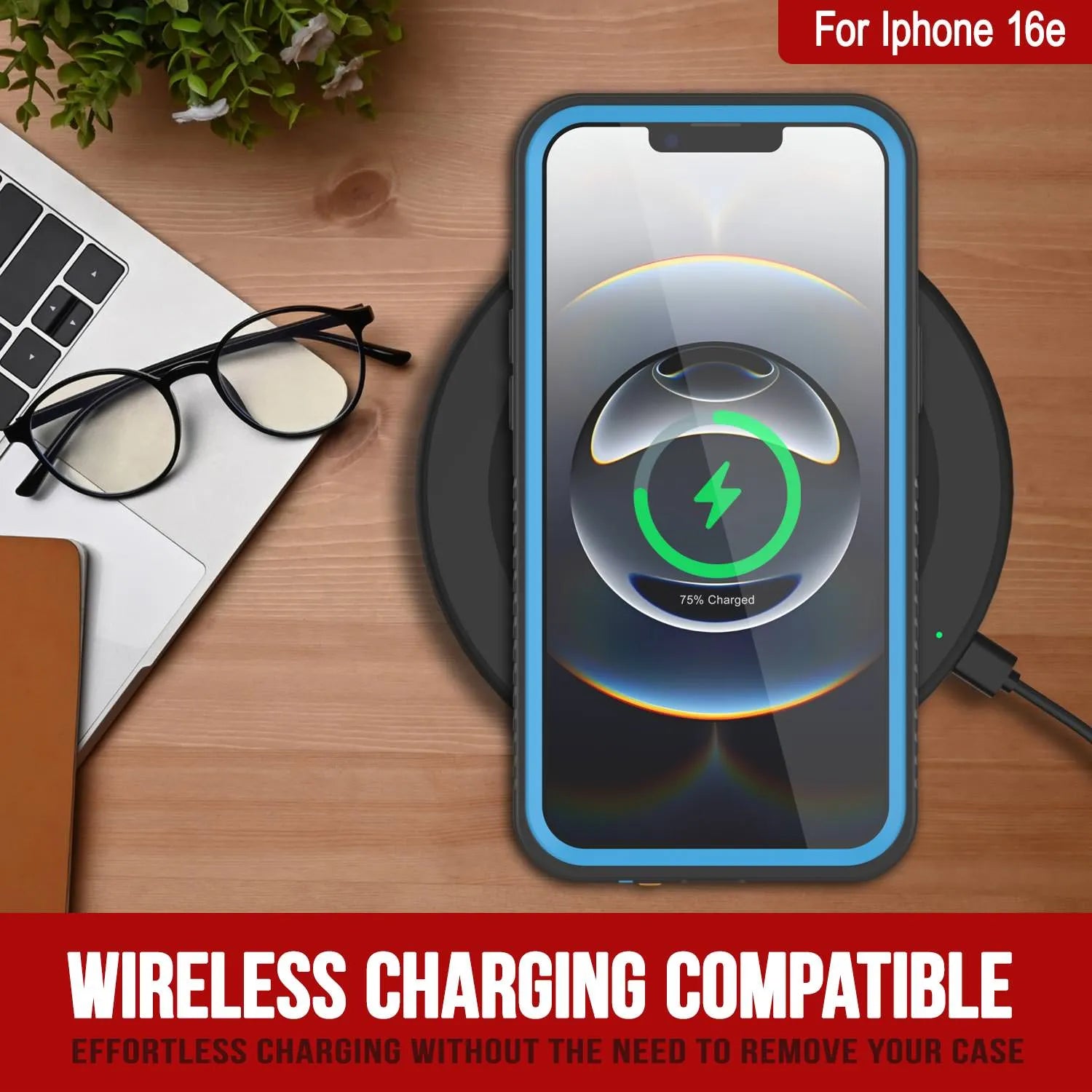 iPhone 16e Waterproof Case, Punkcase [Extreme Series] Armor Cover W/ Built In Screen Protector [Light Blue]