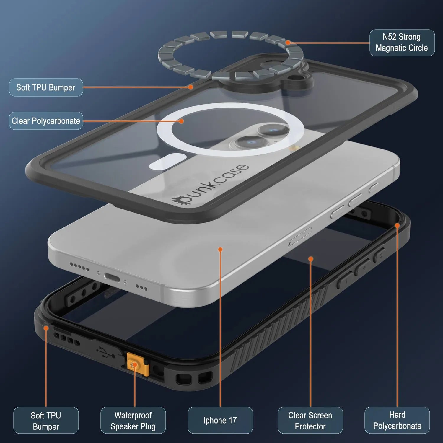 iPhone 17  Waterproof Case, Punkcase [Extreme Mag Series] Armor Cover W/ Built In Screen Protector [Black]