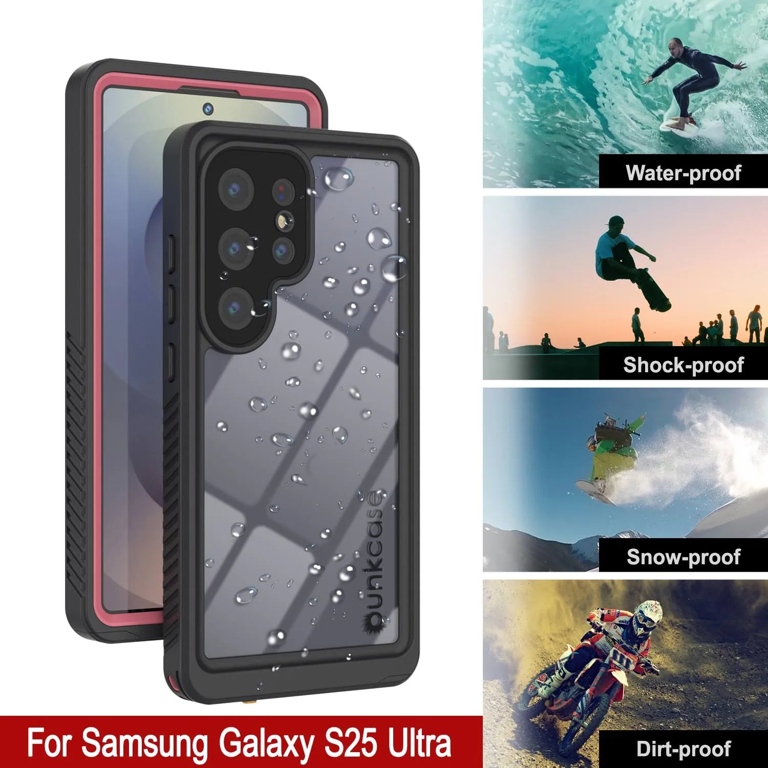 Galaxy S25 Ultra Water/ Shockproof [Extreme Series] With Screen Protector Case [Pink]