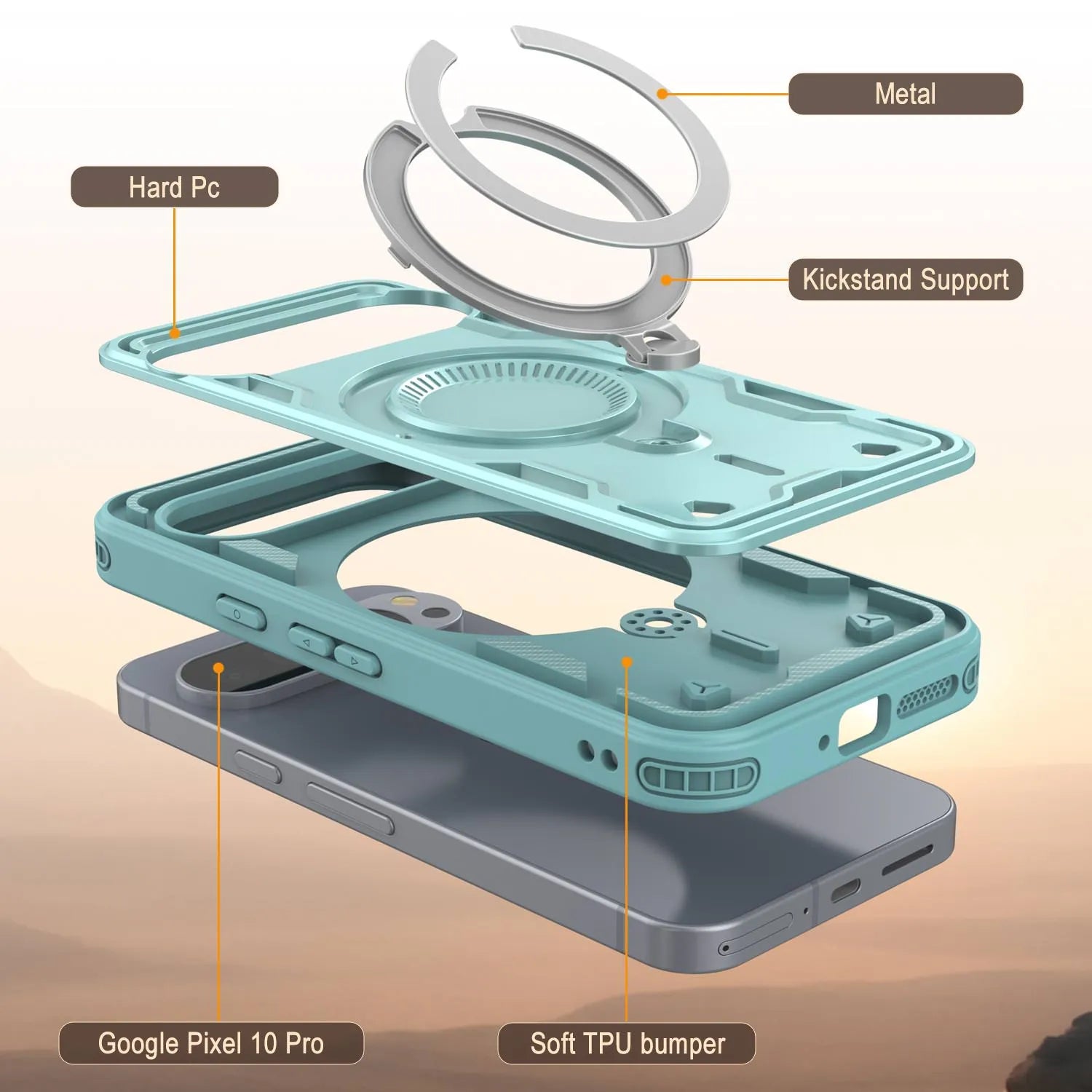 Google Pixel 10 Pro Case Magnetix 2.0 w/ Kickstand [Teal]