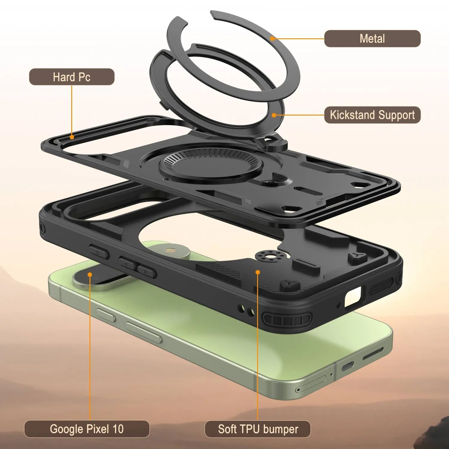 Google Pixel 10 Case Magnetix 2.0 w/ Kickstand [Black]