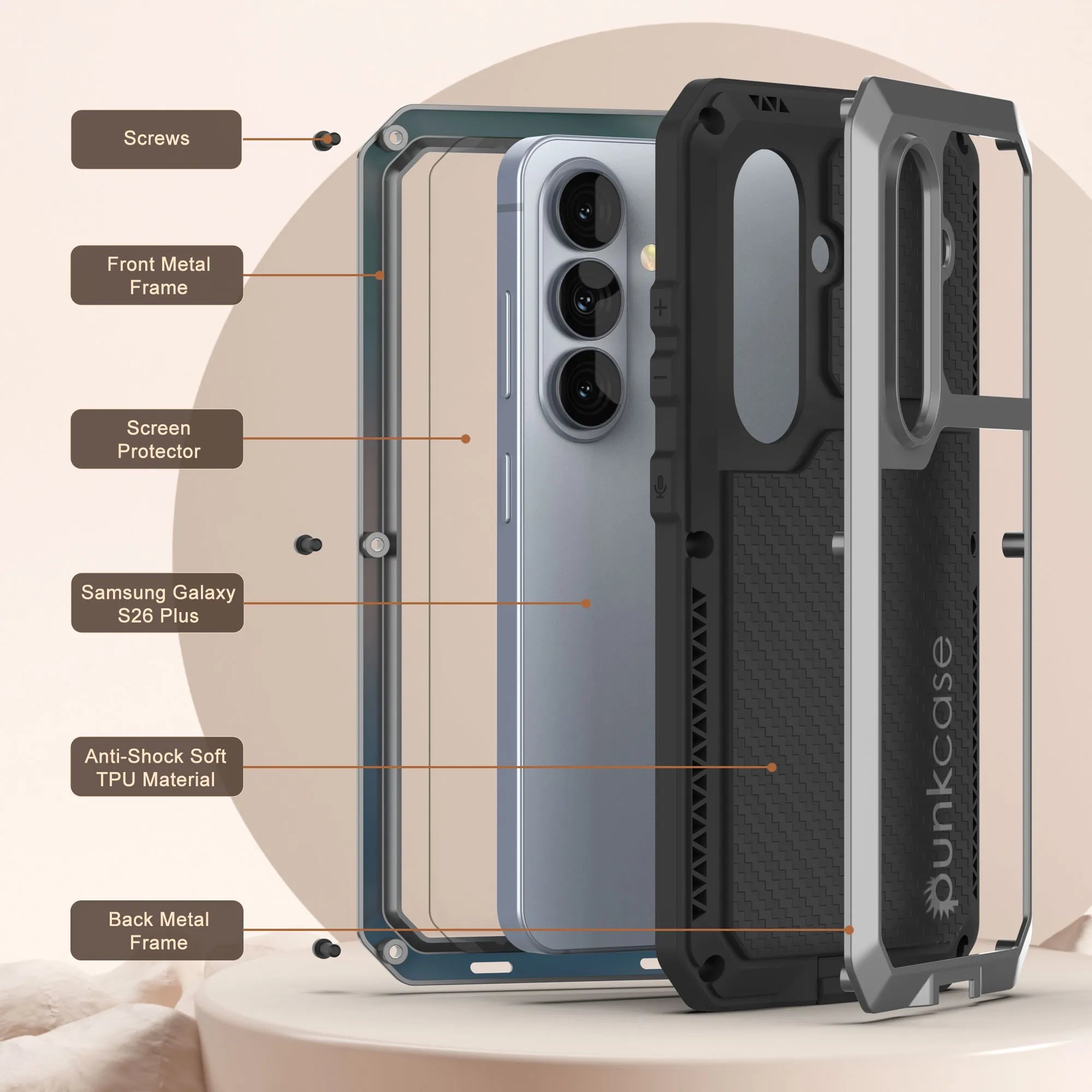 Galaxy S26 Plus Metal Case, Heavy Duty Military Grade Armor Cover [shock proof] Full Body Hard [Silver]