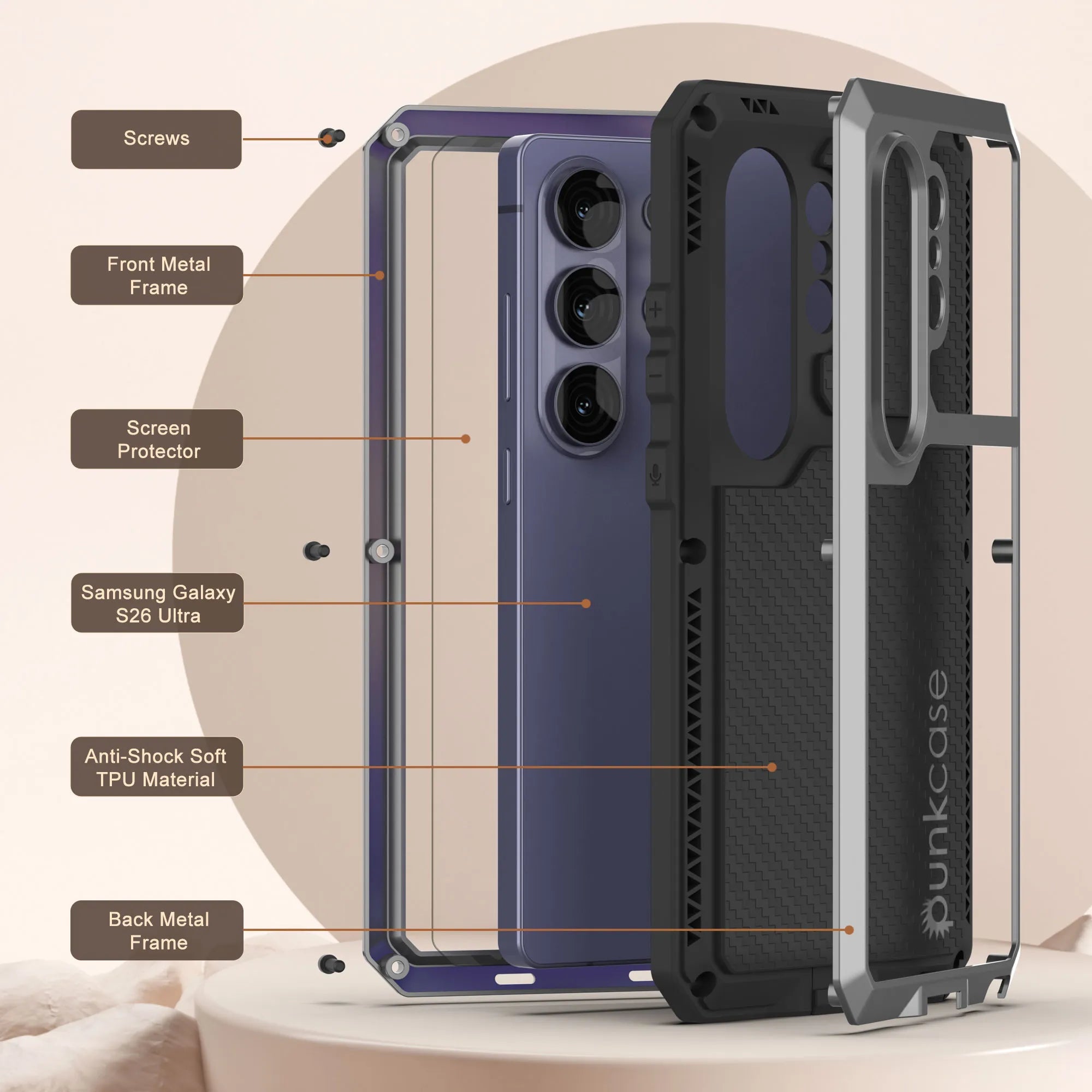 Galaxy S26 Ultra Metal Case, Heavy Duty Military Grade Armor Cover [shock proof] Full Body Hard [Silver]