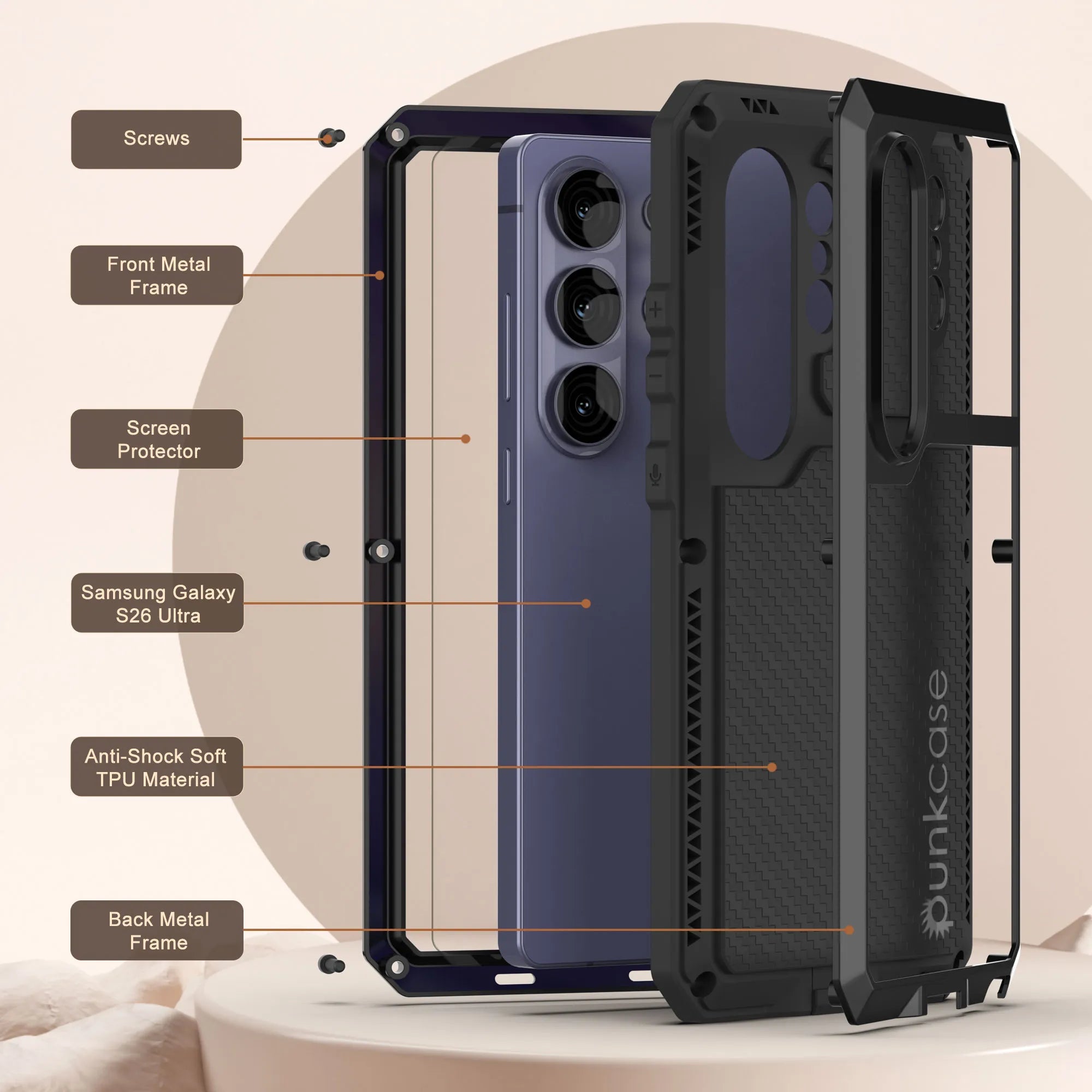 Galaxy S26 Ultra Metal Case, Heavy Duty Military Grade Armor Cover [shock proof] Full Body Hard [Black]