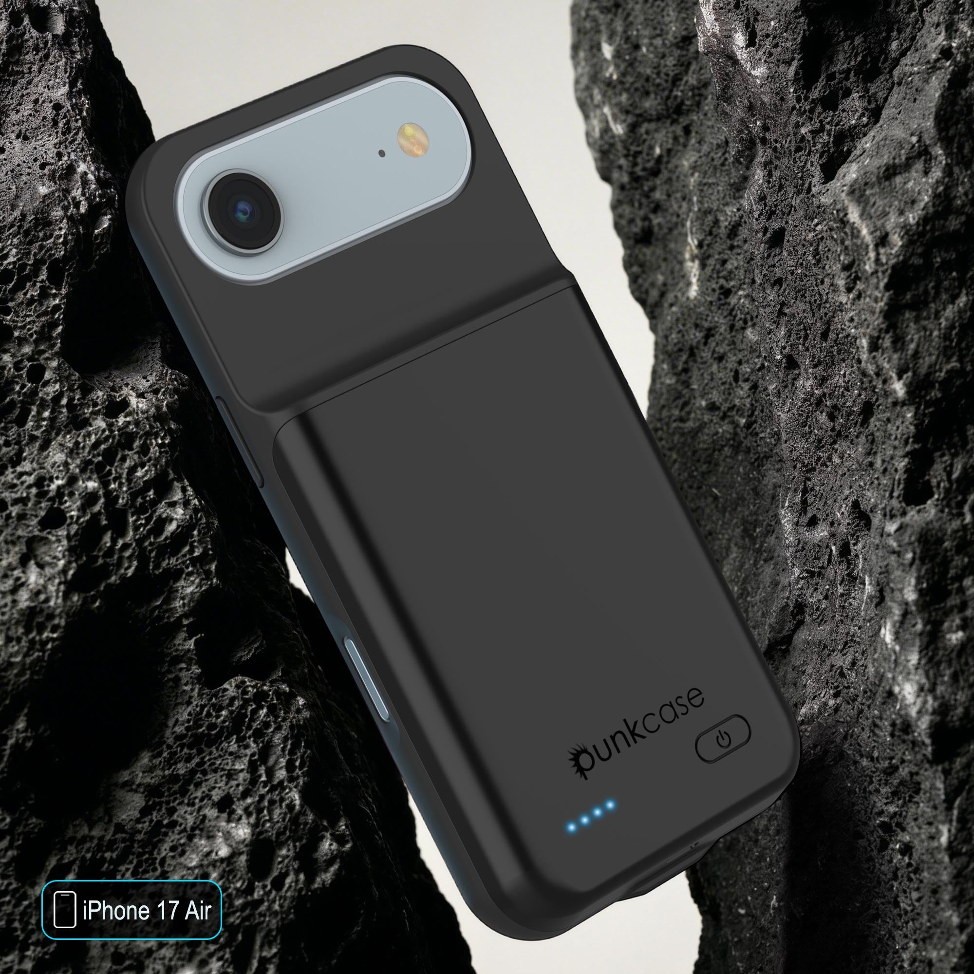 iPhone 17 Air Battery Case, PunkJuice 6000mah Fast Charging Case [Black]