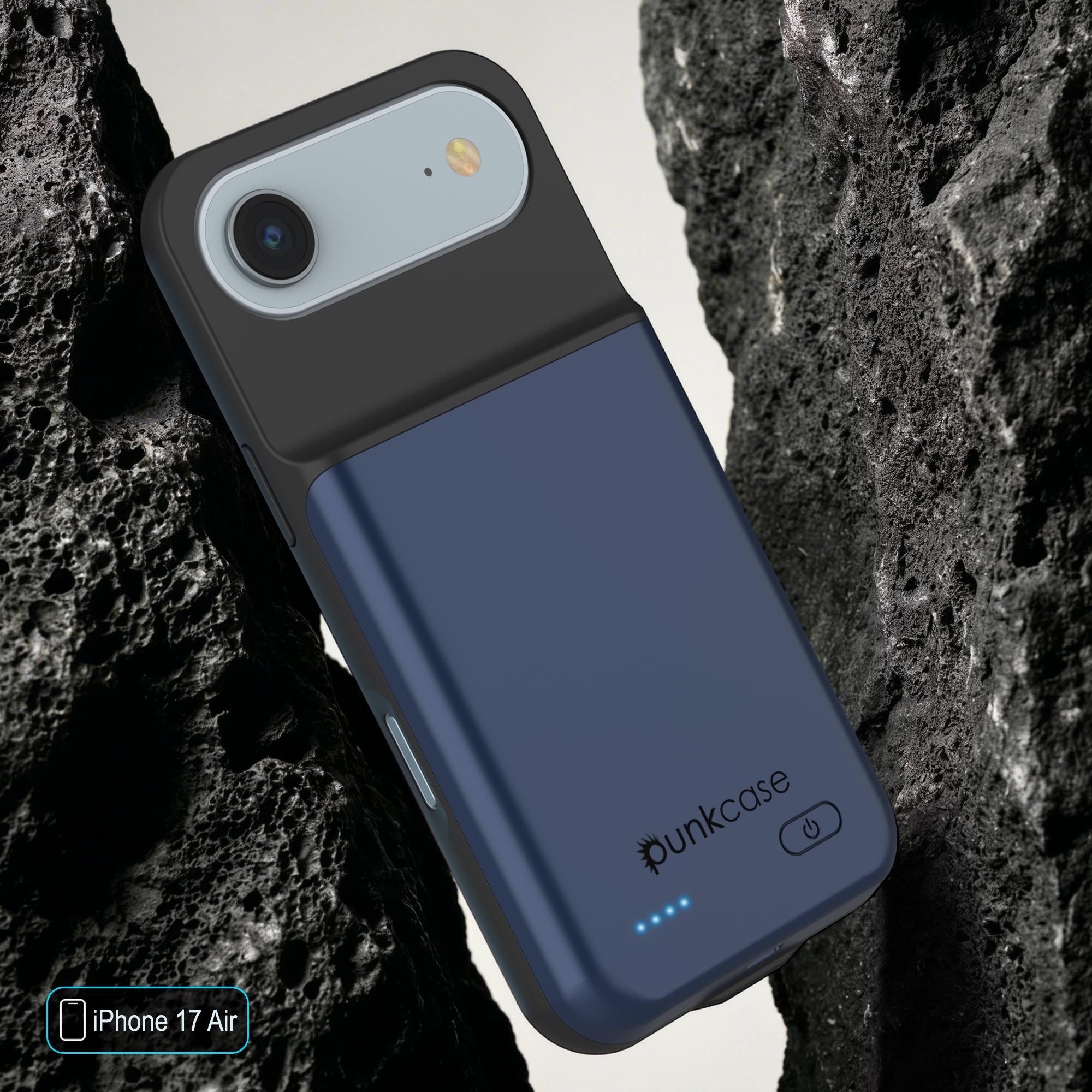 iPhone 17 Air Battery Case, PunkJuice 6000mah Fast Charging Case [Navy Blue]