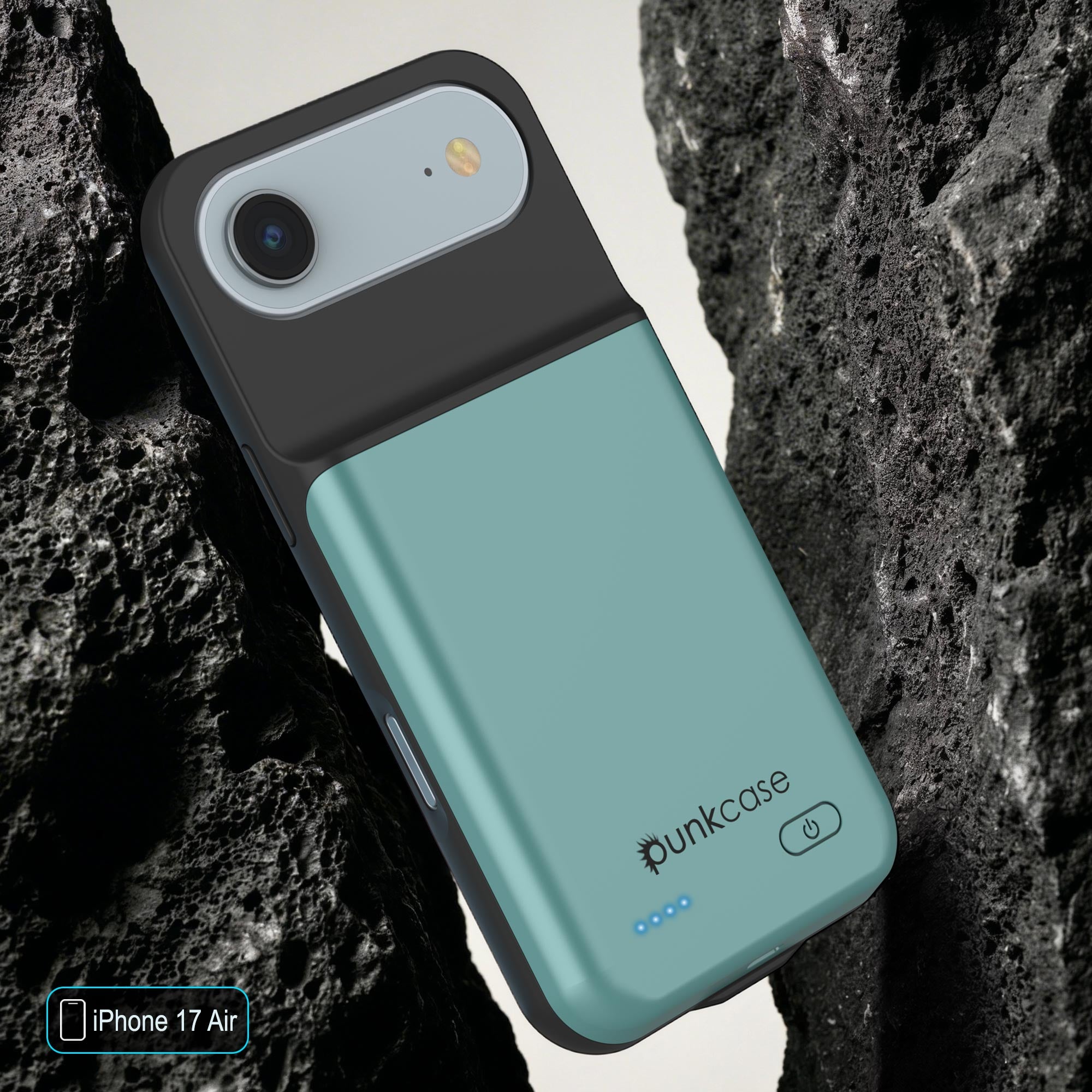 iPhone 17 Air Battery Case, PunkJuice 6000mah Fast Charging Case [Teal]