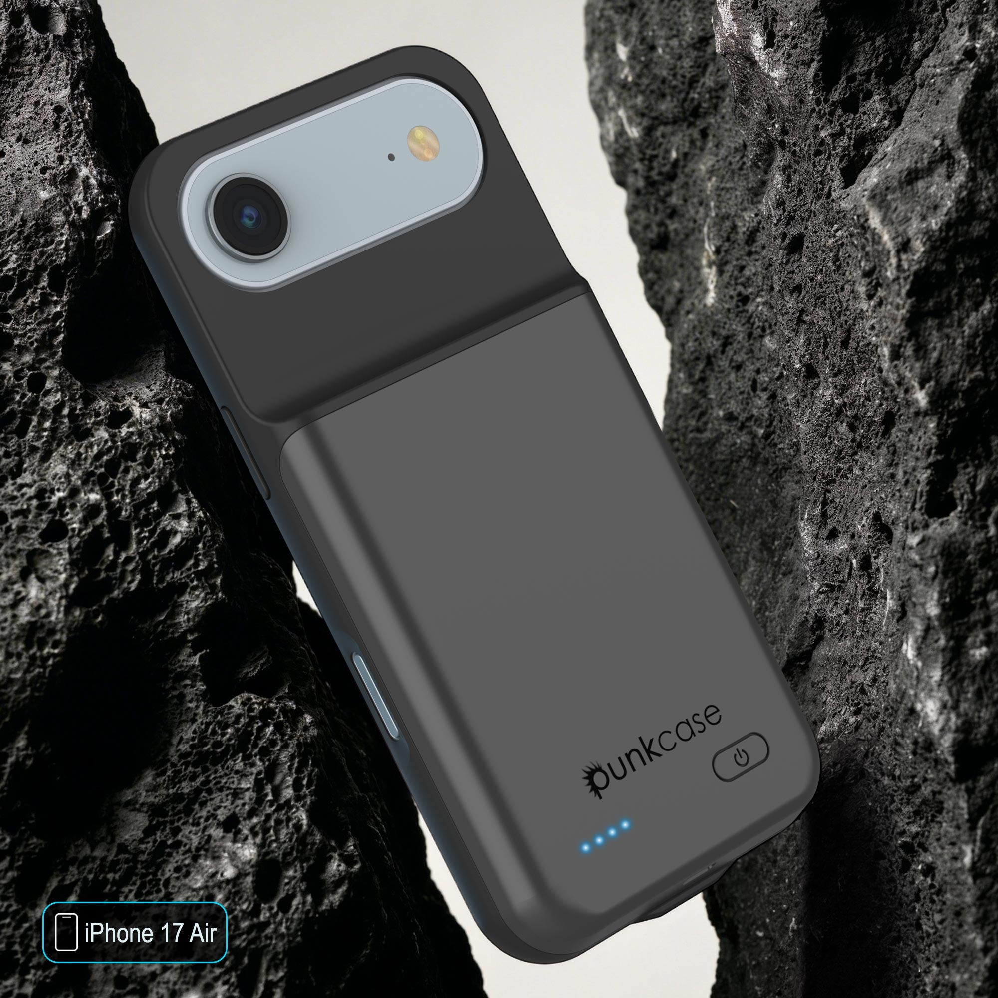 iPhone 17 Air Battery Case, PunkJuice 6000mah Fast Charging Case [Grey]