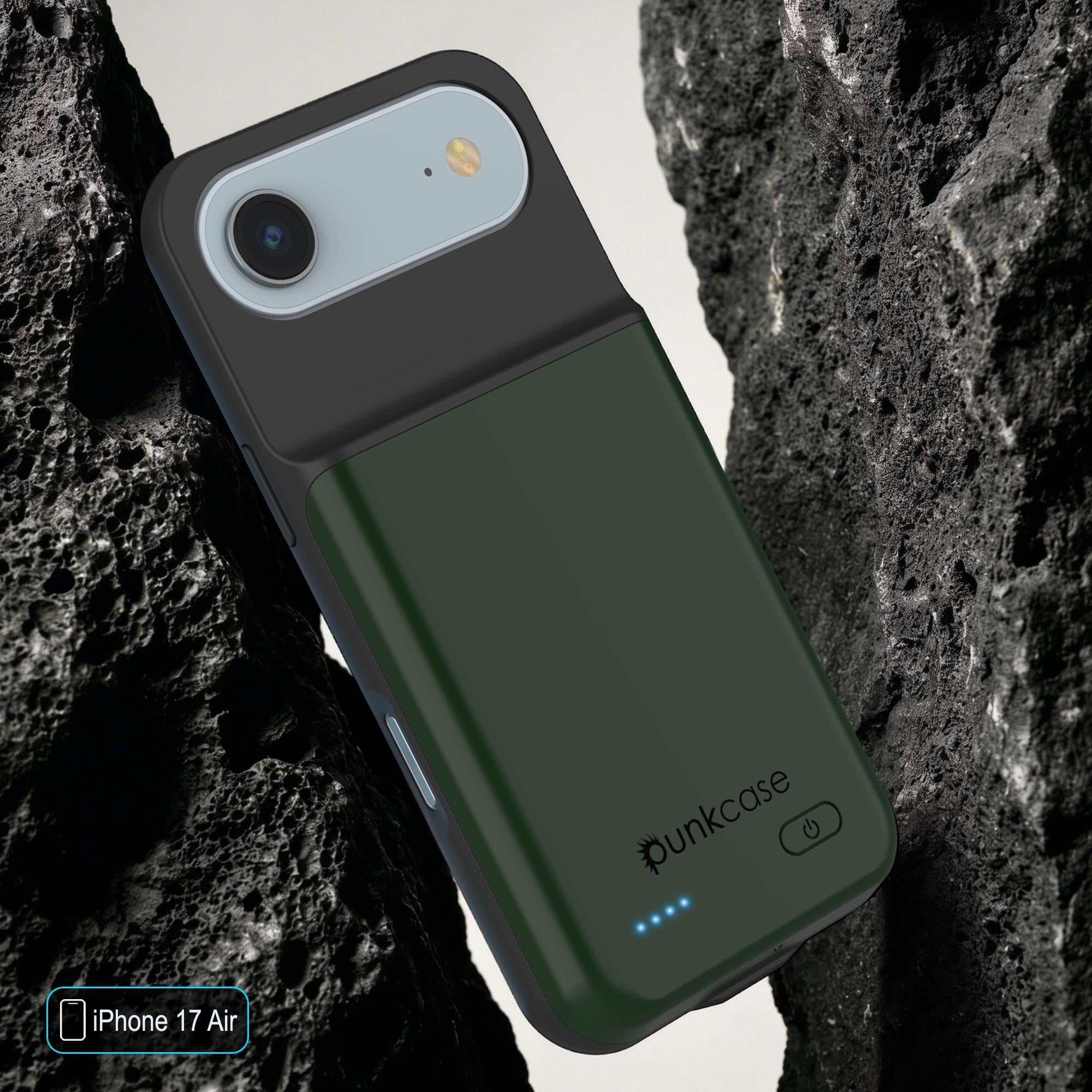 iPhone 17 Air Battery Case, PunkJuice 6000mah Fast Charging Case [Green]