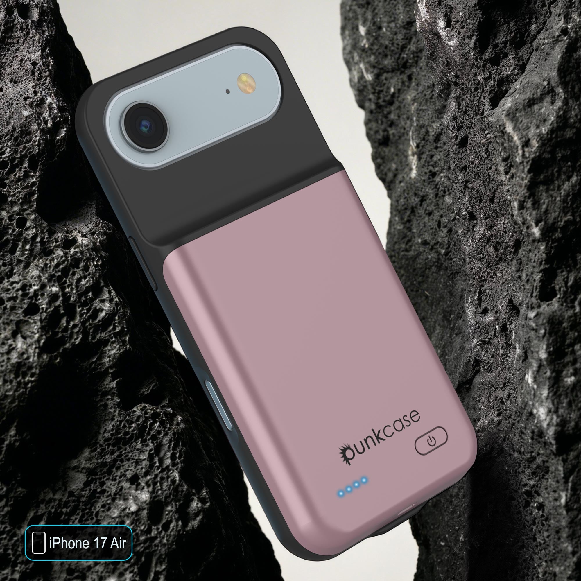 iPhone 17 Air Battery Case, PunkJuice 6000mah Fast Charging Case [Rose-Gold]