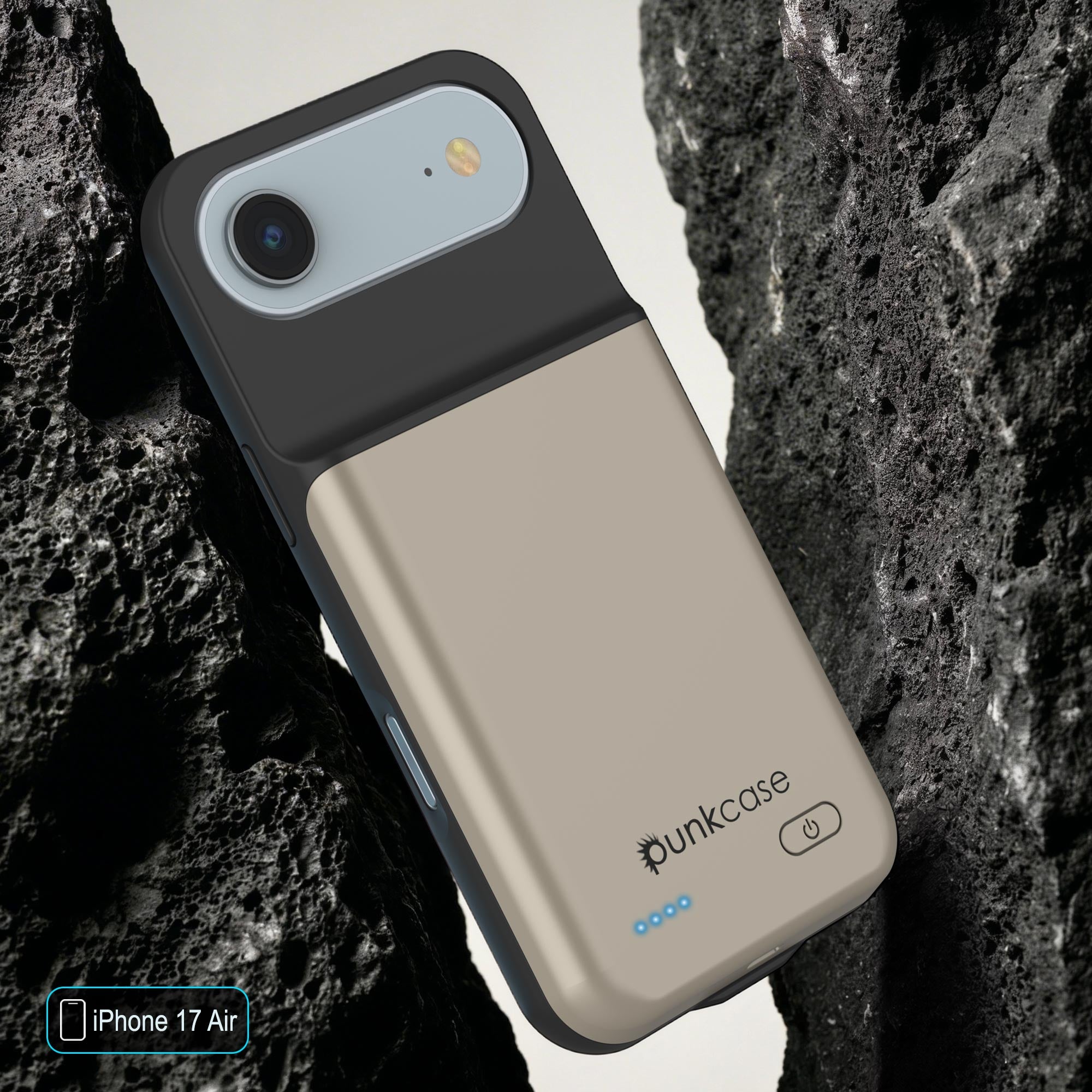 iPhone 17 Air Battery Case, PunkJuice 6000mah Fast Charging Case [Gold]
