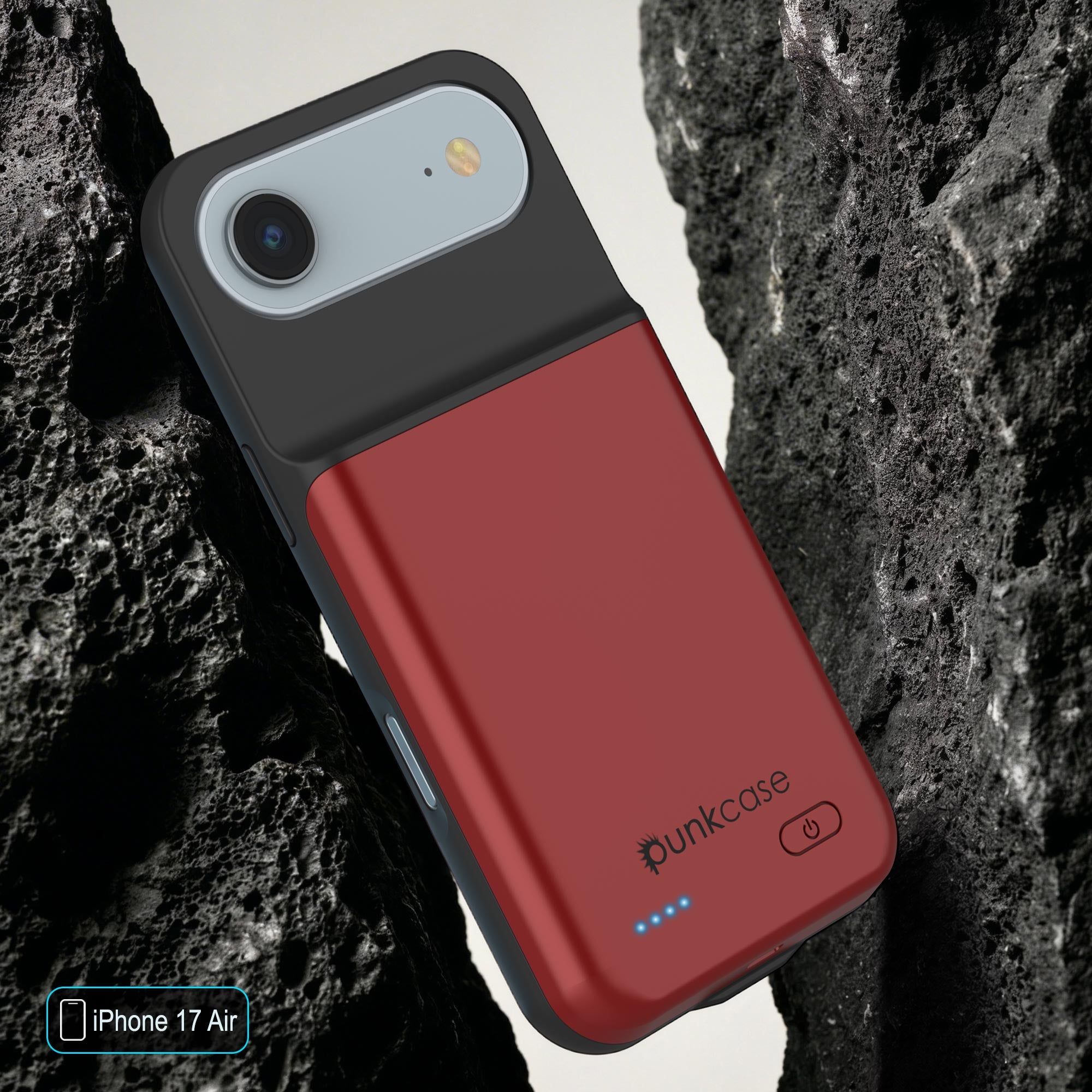 iPhone 17 Air Battery Case, PunkJuice 6000mah Fast Charging Case [Red]