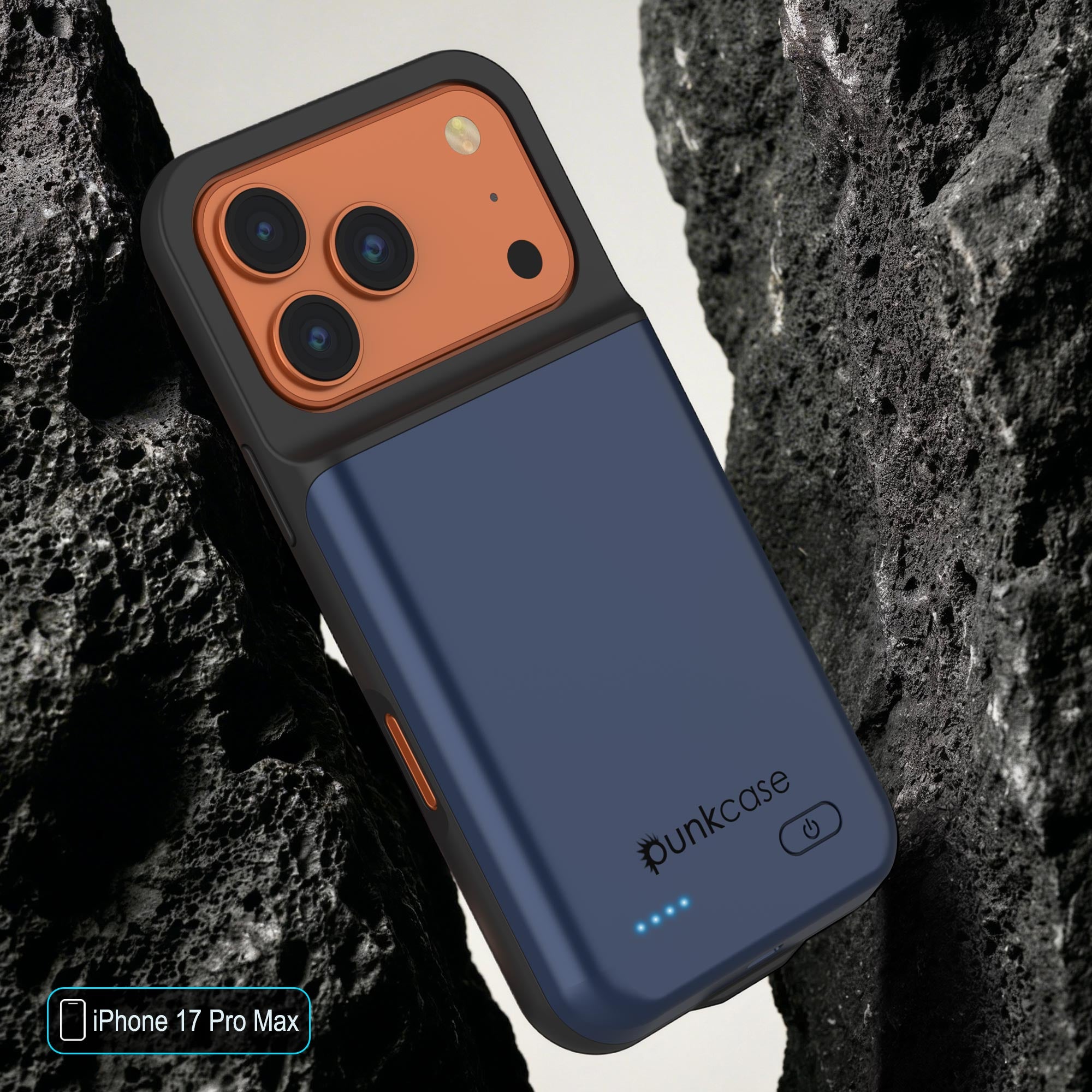 iPhone 17 Pro Max Battery Case, PunkJuice 6000mah Fast Charging Case [Navy Blue]