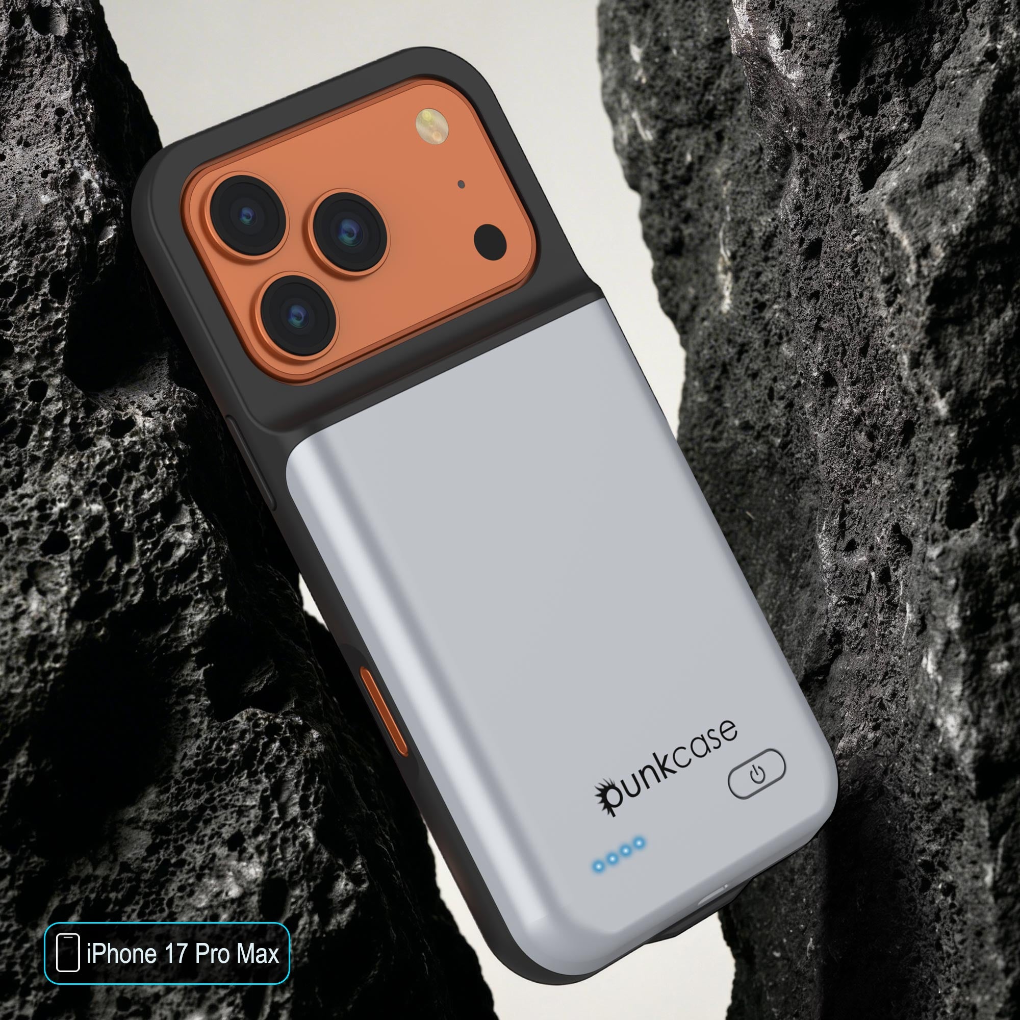 iPhone 17 Pro Max Battery Case, PunkJuice 6000mah Fast Charging Case [White]