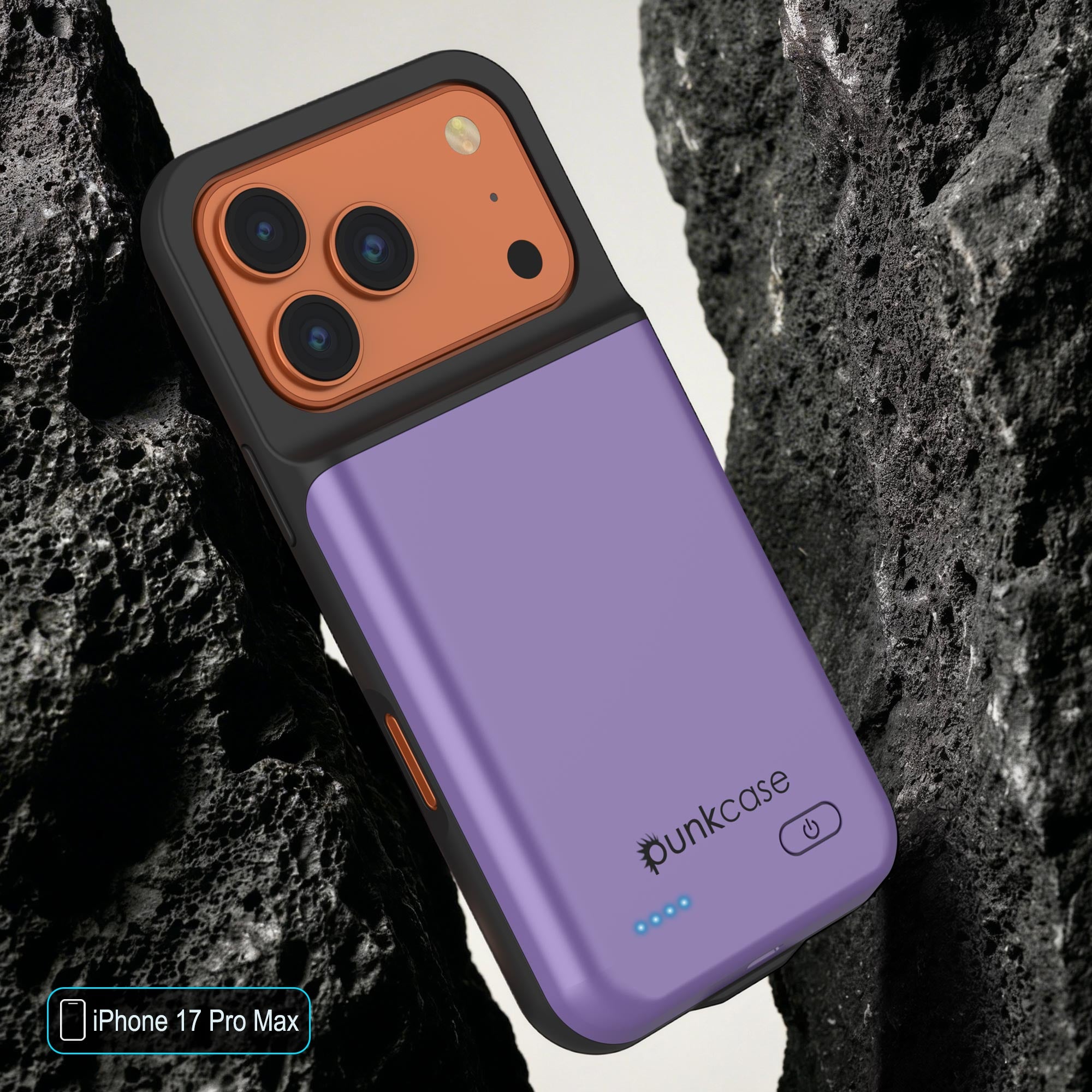 iPhone 17 Pro Max Battery Case, PunkJuice 6000mah Fast Charging Case [Purple]