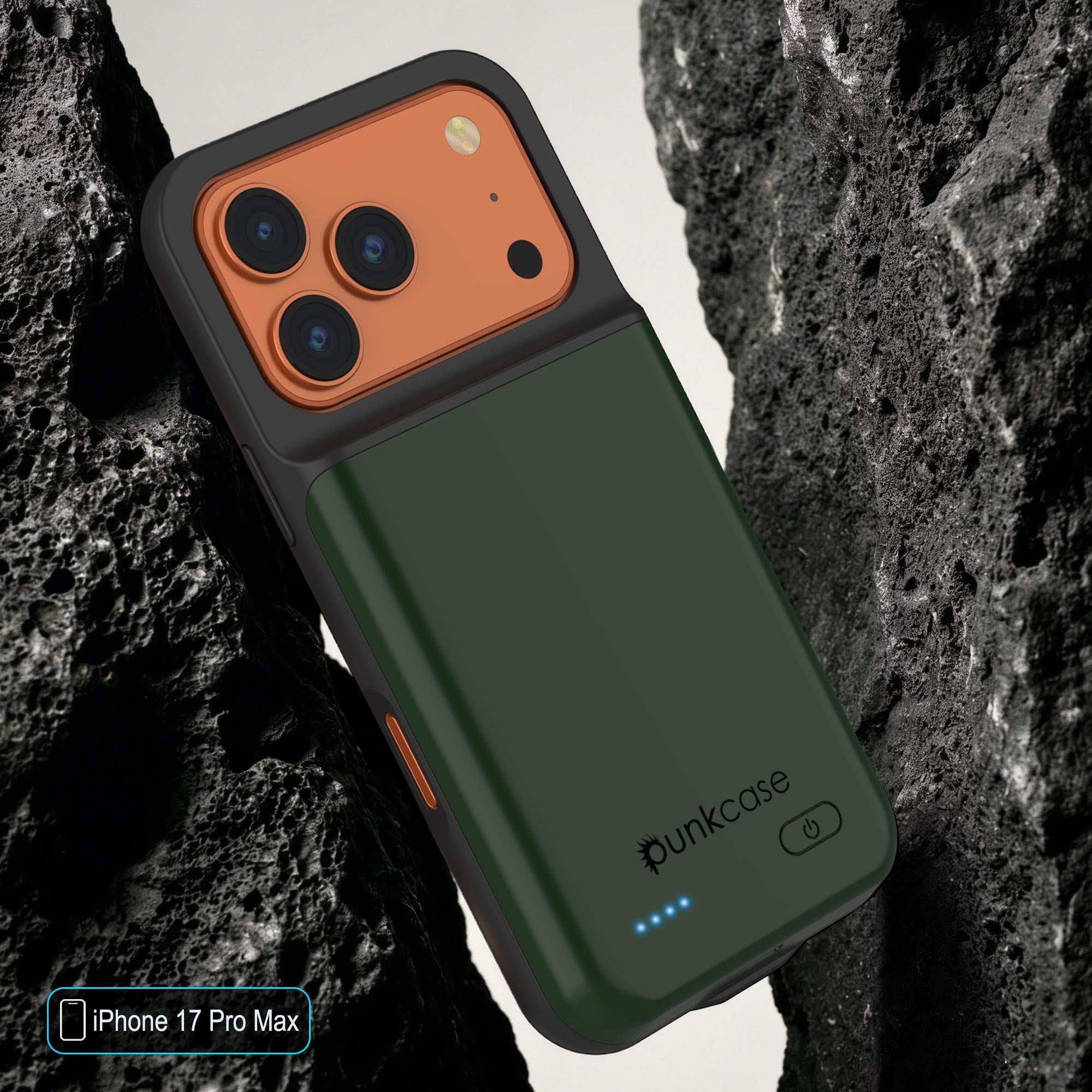 iPhone 17 Pro Max Battery Case, PunkJuice 6000mah Fast Charging Case [Green]
