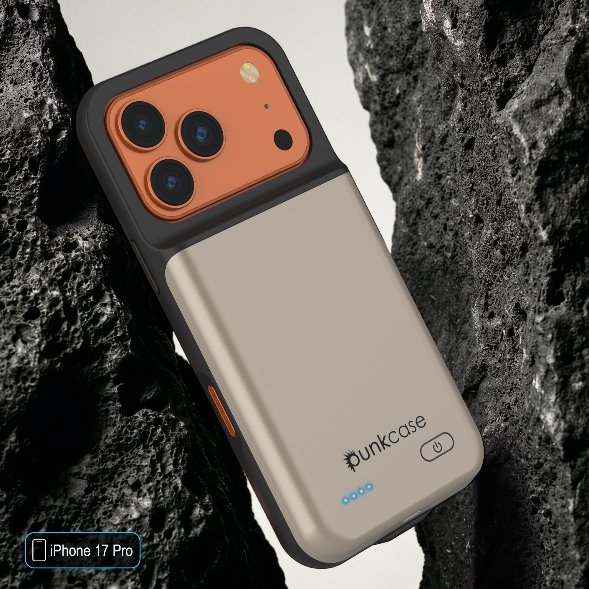 iPhone 17 Pro Battery Case, PunkJuice 5000mAH Fast Charging Case [Gold]