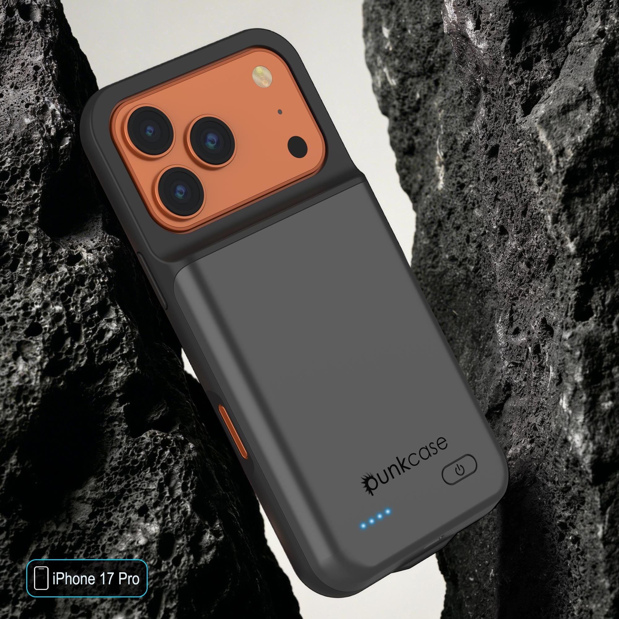 iPhone 17 Pro Battery Case, PunkJuice 5000mAH Fast Charging Case [Grey]