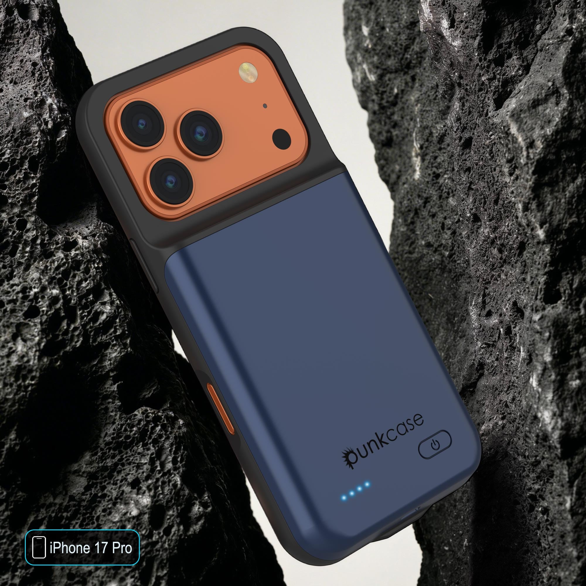 iPhone 17 Pro Battery Case, PunkJuice 5000mAH Fast Charging Case [Navy Blue]
