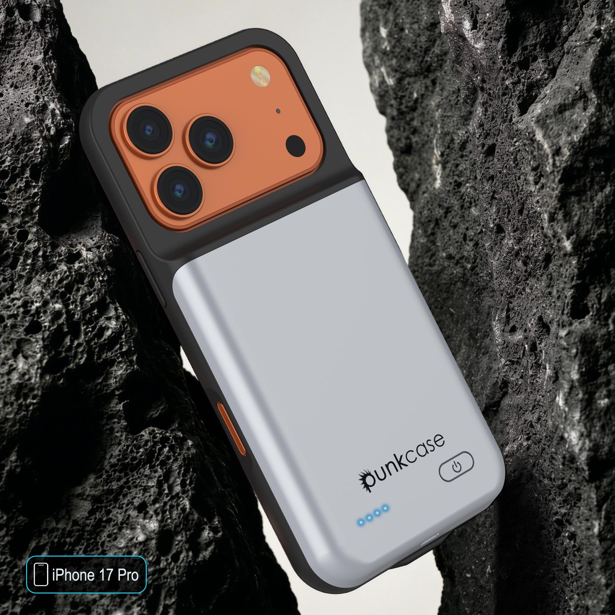 iPhone 17 Pro Battery Case, PunkJuice 5000mAH Fast Charging Case [White]