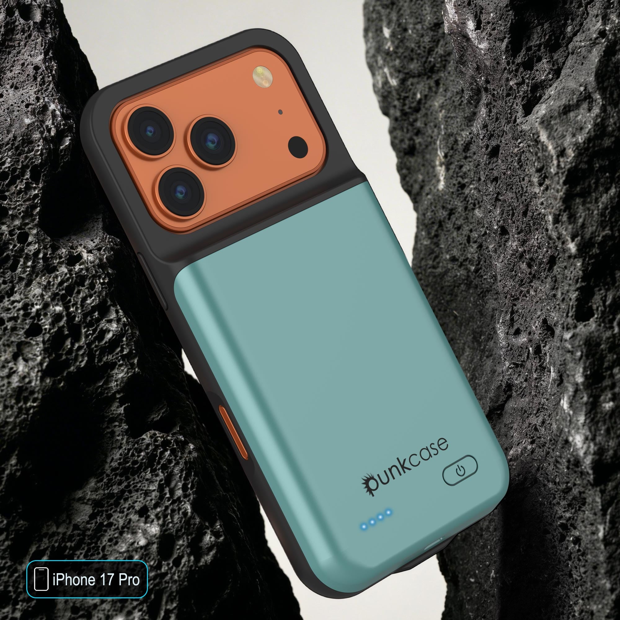 iPhone 17 Pro Battery Case, PunkJuice 5000mAH Fast Charging Case [Teal]