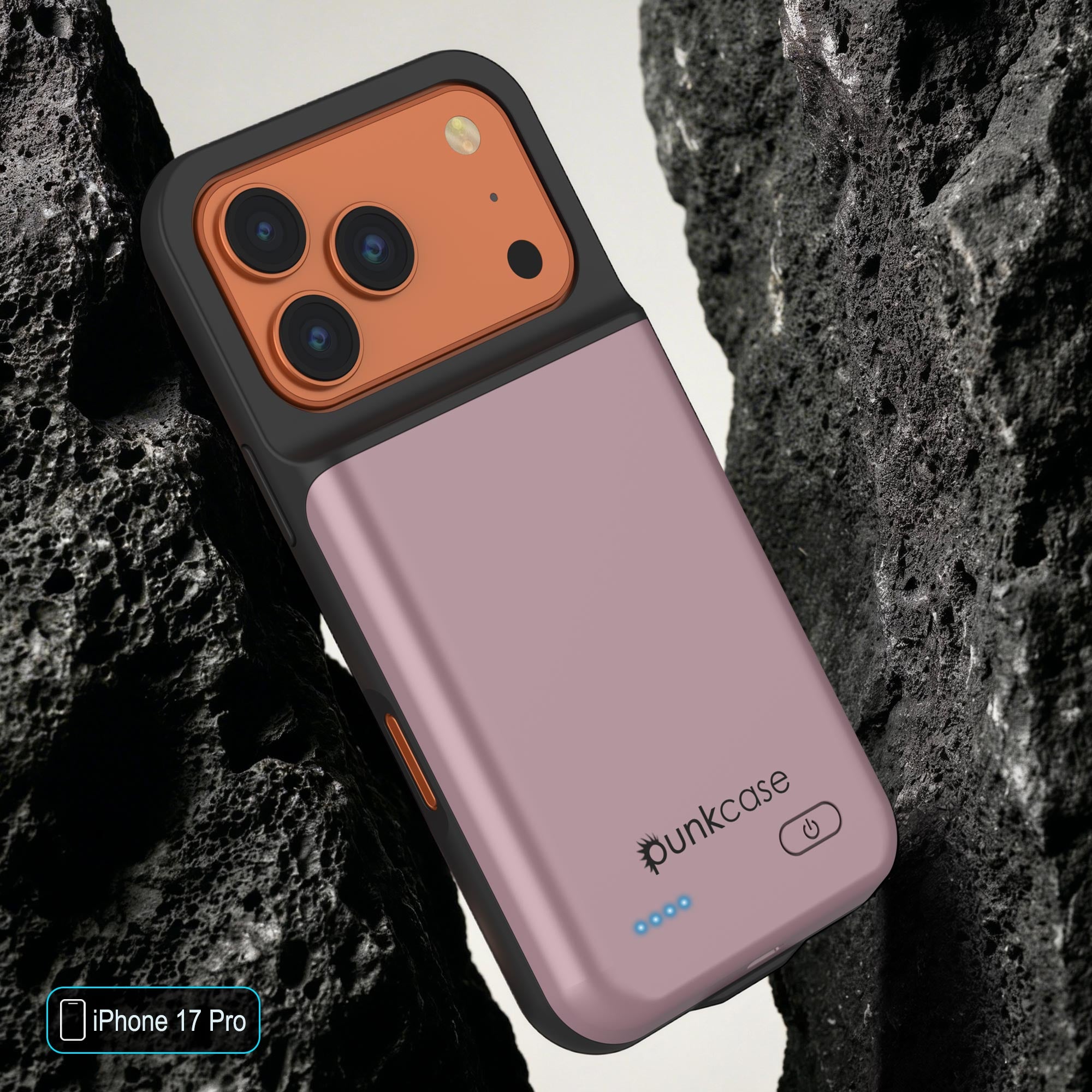 iPhone 17 Pro Battery Case, PunkJuice 5000mAH Fast Charging Case [Rose-Gold]