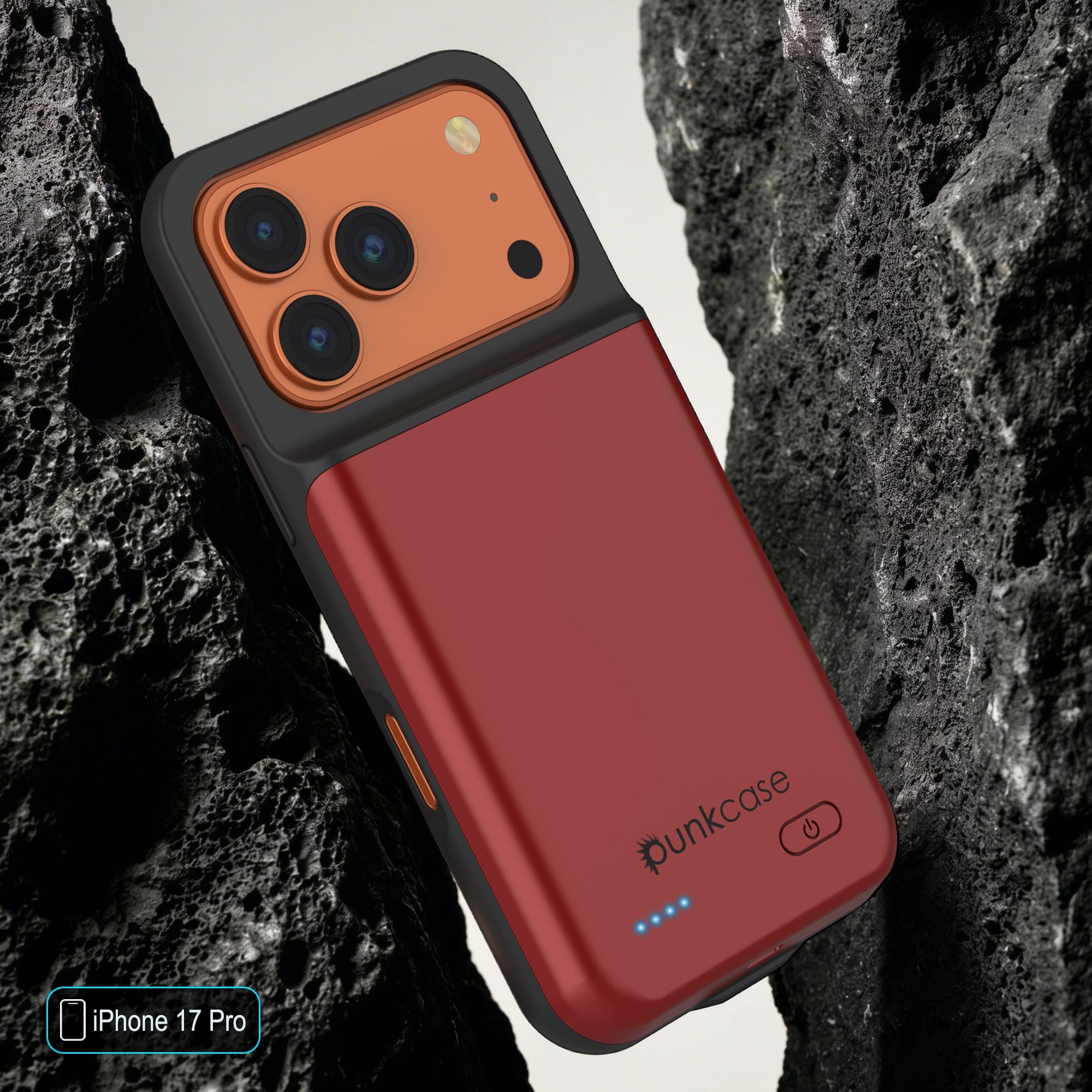 iPhone 17 Pro Battery Case, PunkJuice 5000mAH Fast Charging Case Red]