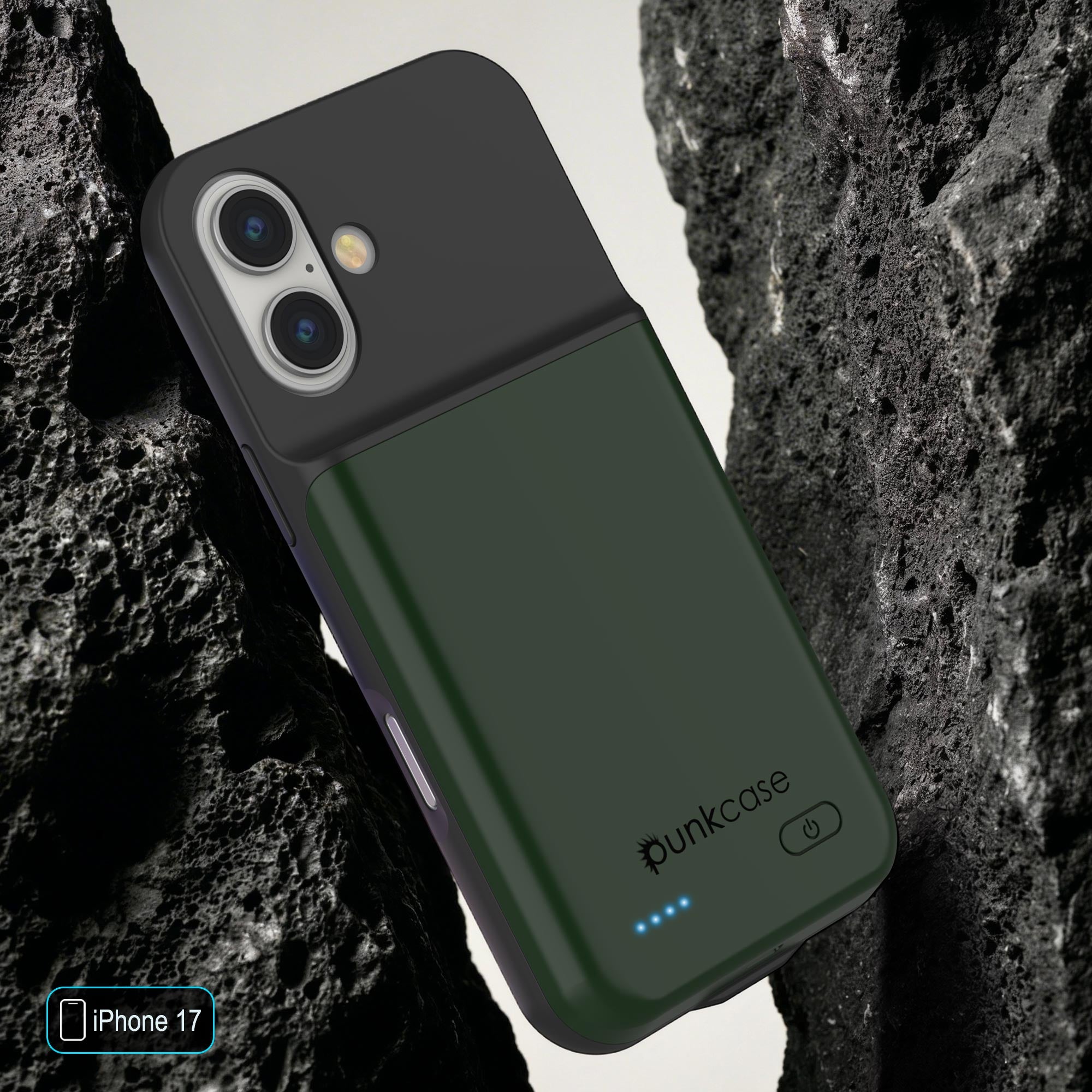 iPhone 17 Battery Case, PunkJuice 5000mAH Fast Charging Case [Green]