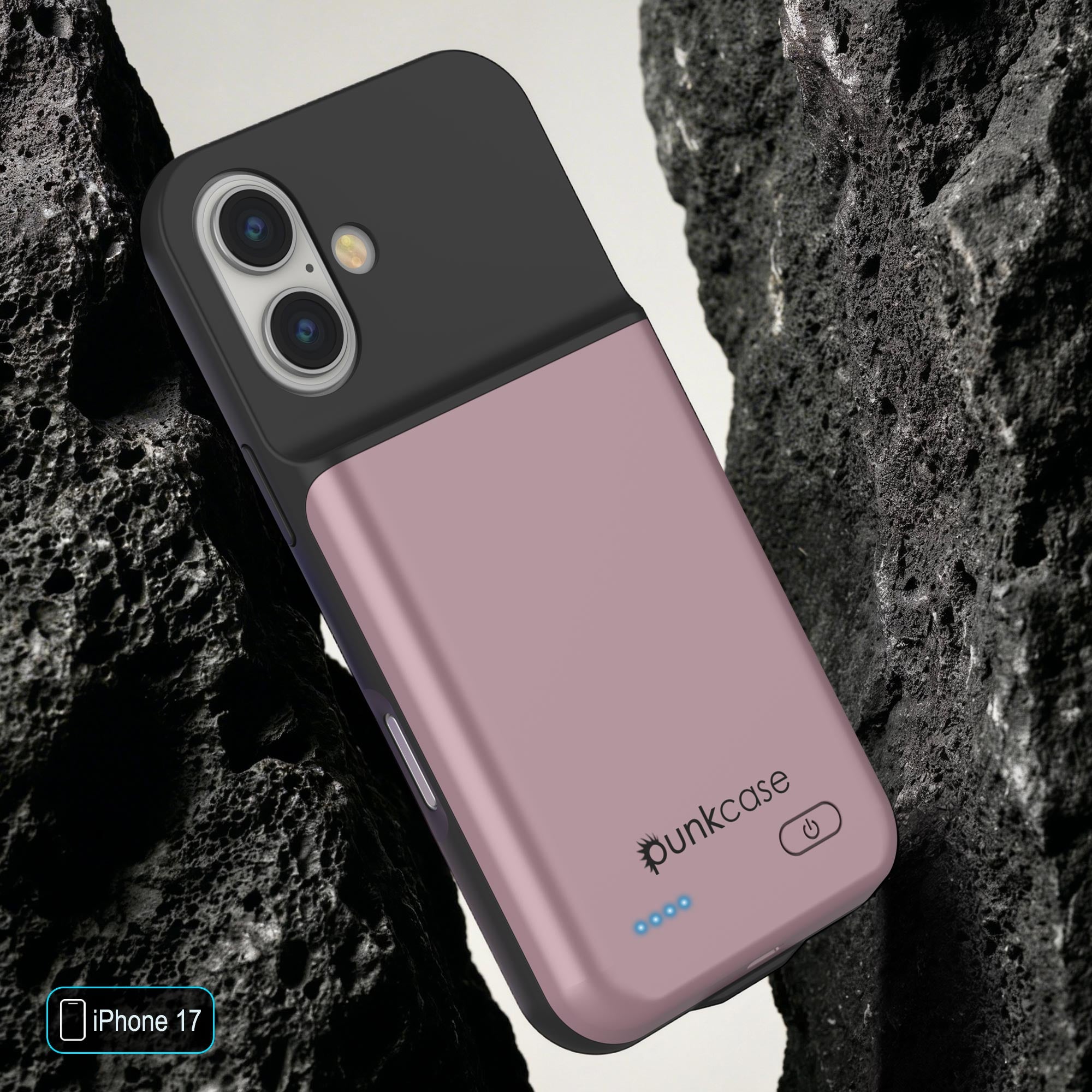 iPhone 17 Battery Case, PunkJuice 5000mAH Fast Charging Case [Rose-Gold]