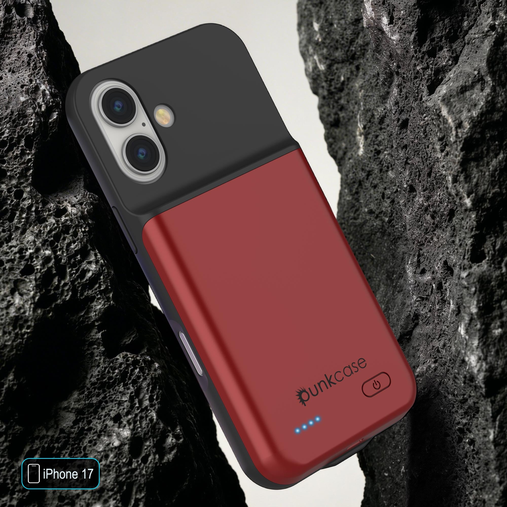 iPhone 17 Battery Case, PunkJuice 5000mAH Fast Charging Case [Red]