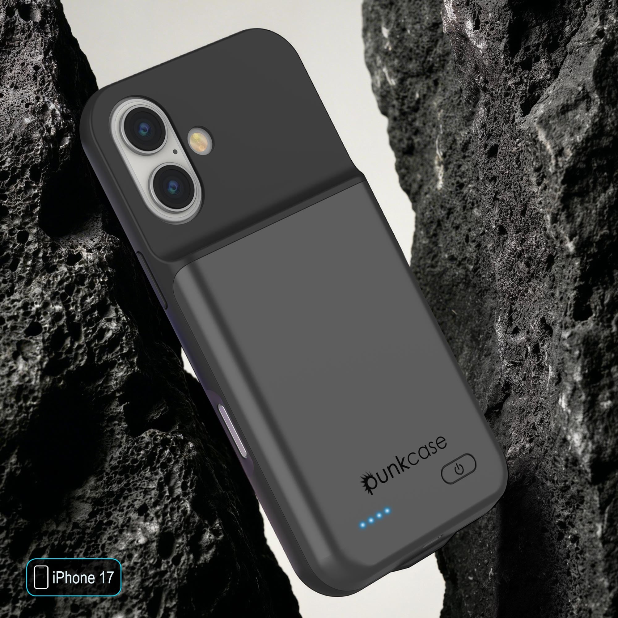 iPhone 17 Battery Case, PunkJuice 5000mAH Fast Charging Case [Grey]