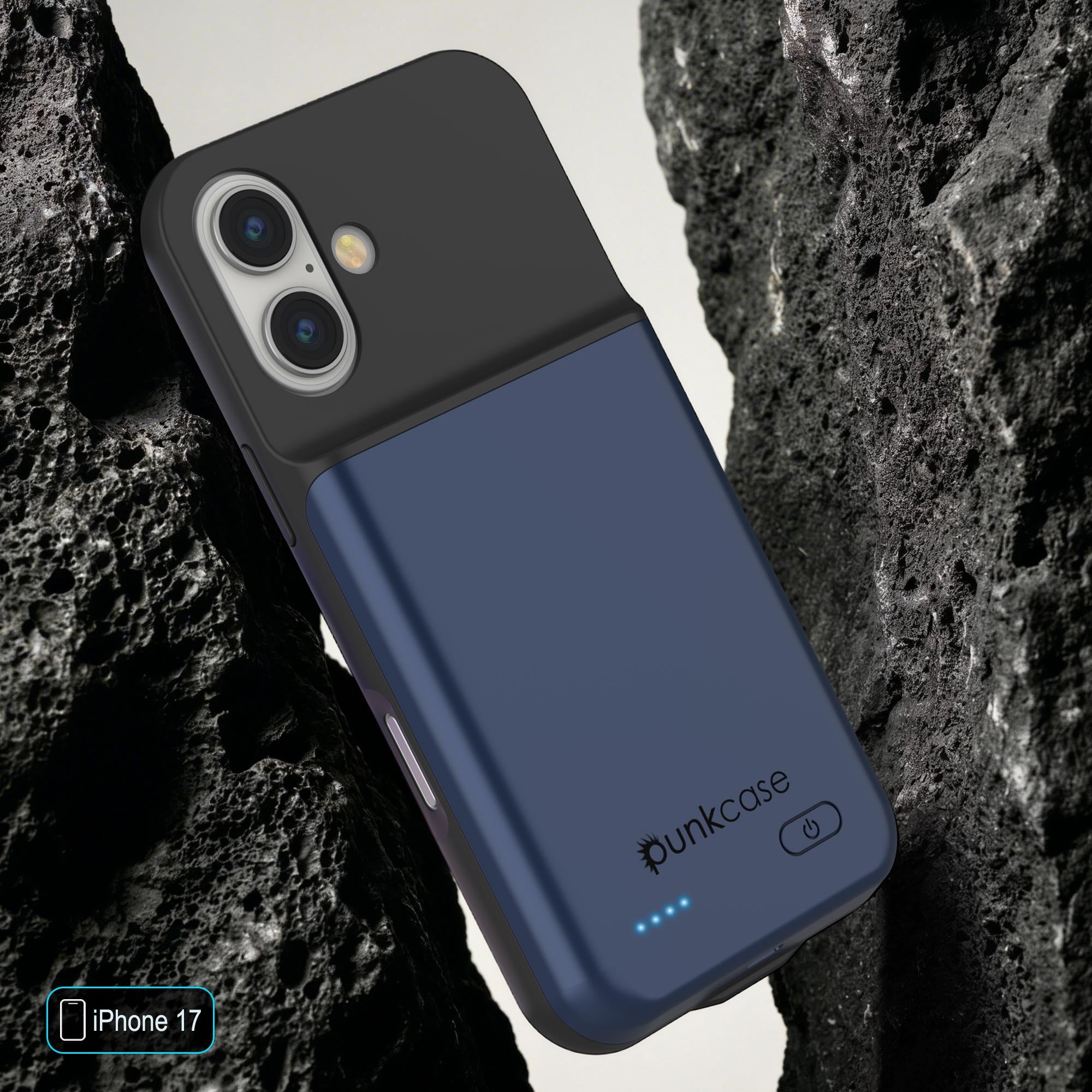iPhone 17 Battery Case, PunkJuice 5000mAH Fast Charging Case [Navy Blue]