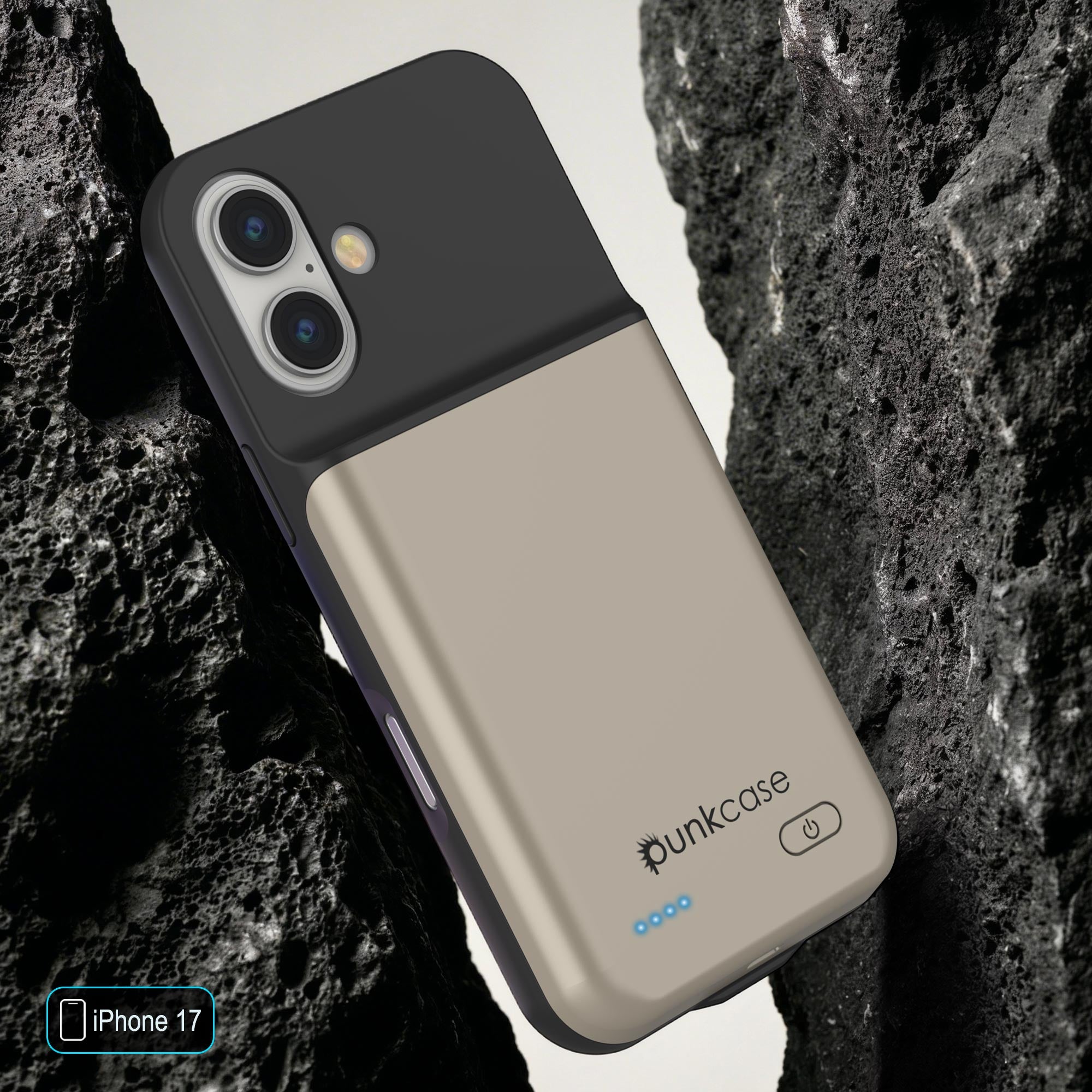 iPhone 17 Battery Case, PunkJuice 5000mAH Fast Charging Case [Gold]