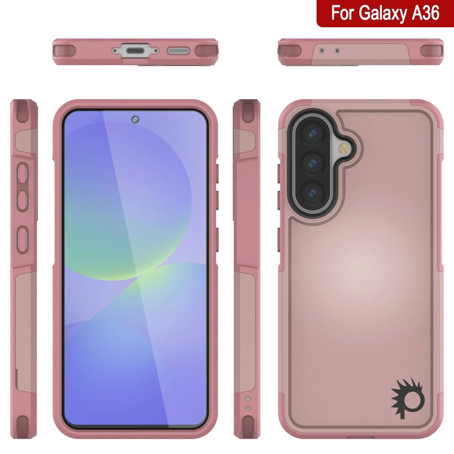 PunkCase Galaxy A36 Case, [Spartan 2.0 Series] Clear Rugged Heavy Duty Cover [Pink]