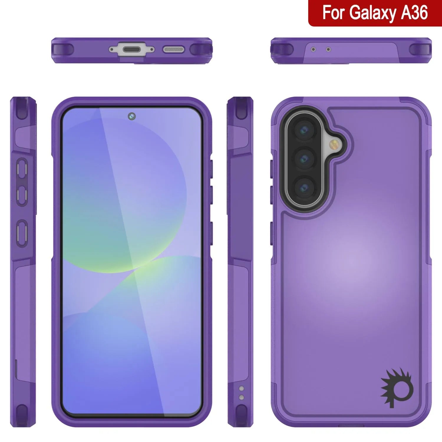 PunkCase Galaxy A36 Case, [Spartan 2.0 Series] Clear Rugged Heavy Duty Cover [Purple]
