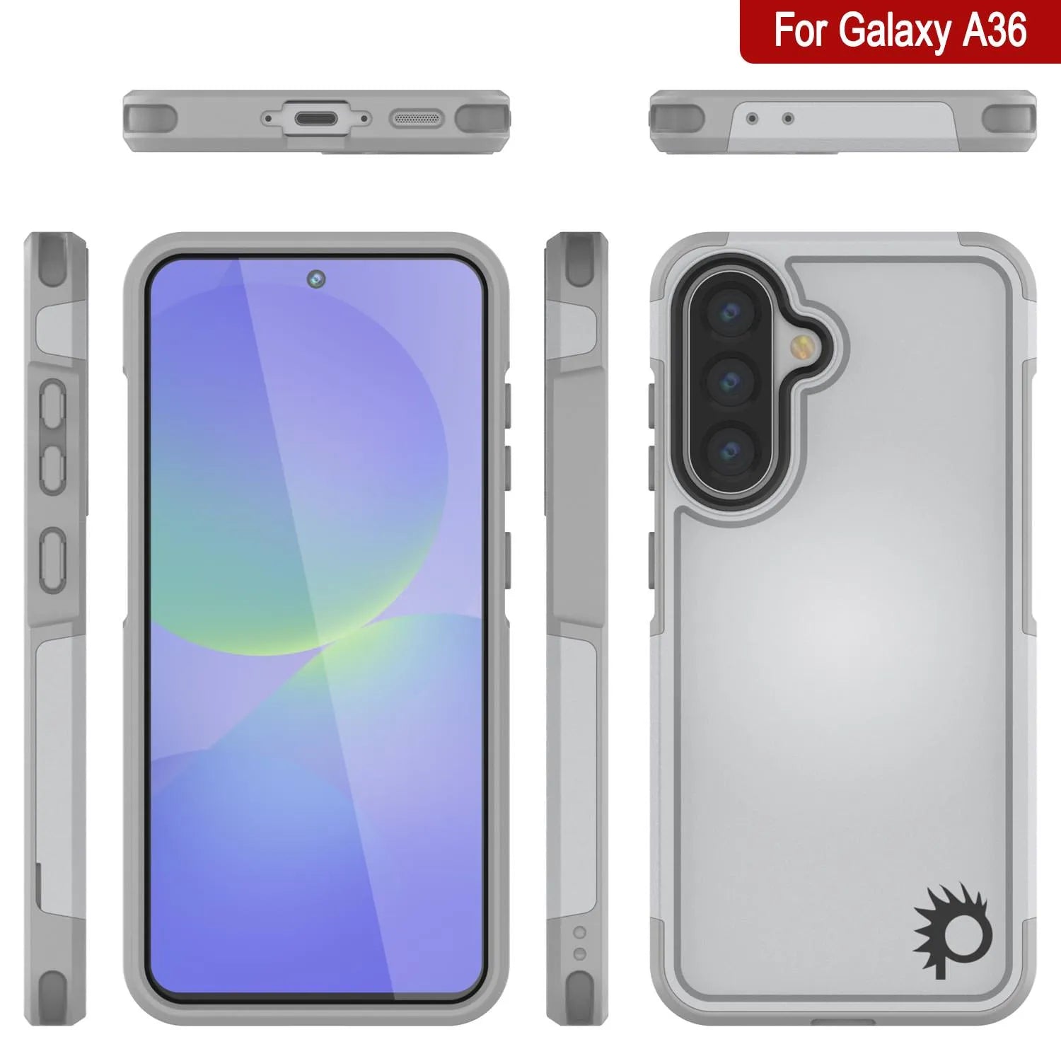 PunkCase Galaxy A36 Case, [Spartan 2.0 Series] Clear Rugged Heavy Duty Cover [White]