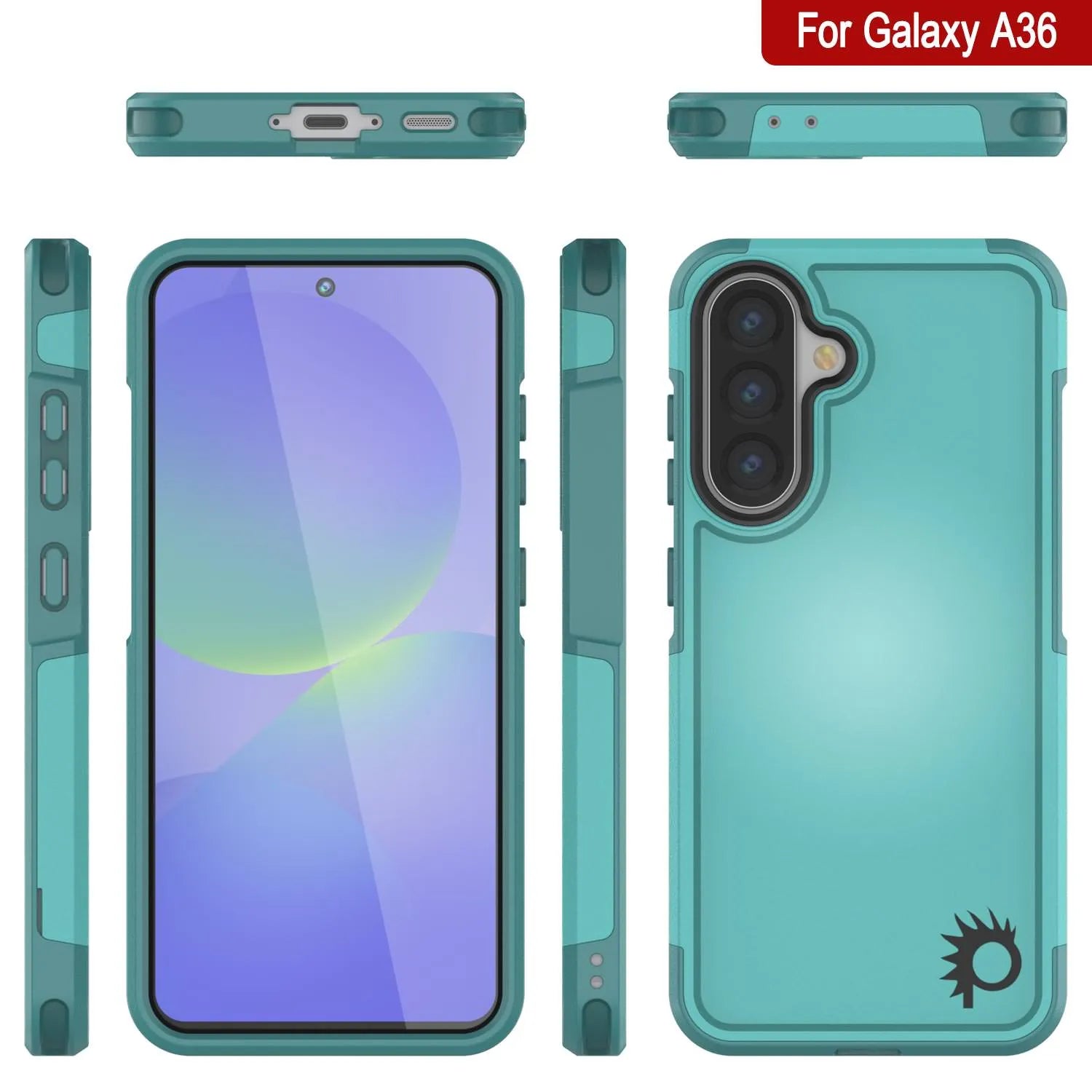 PunkCase Galaxy A36 Case, [Spartan 2.0 Series] Clear Rugged Heavy Duty Cover [Light Blue]