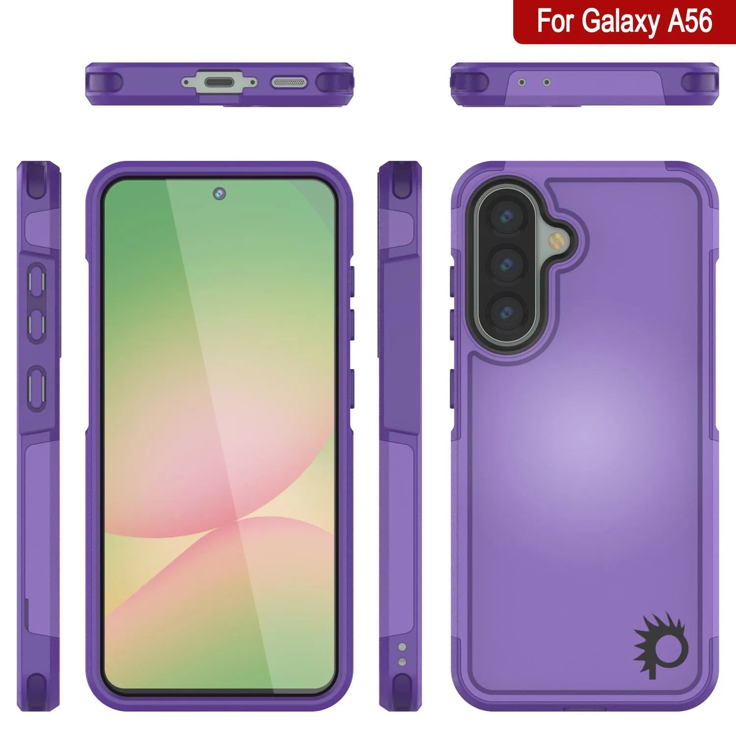 PunkCase Galaxy A56 Case, [Spartan 2.0 Series] Clear Rugged Heavy Duty Cover [Purple]