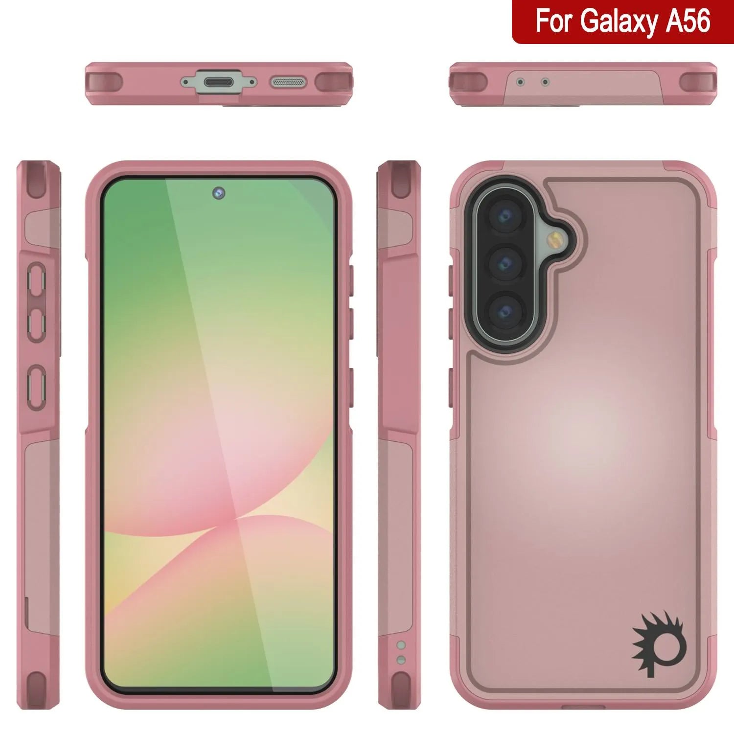 PunkCase Galaxy A56 Case, [Spartan 2.0 Series] Clear Rugged Heavy Duty Cover [Pink]