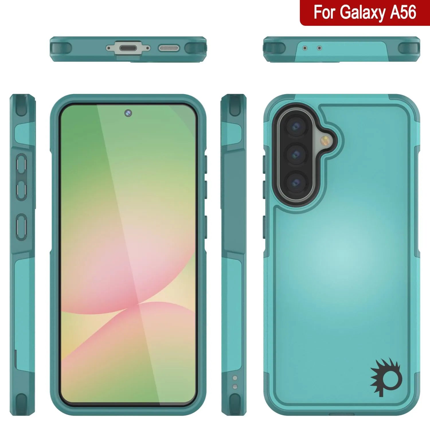PunkCase Galaxy A56 Case, [Spartan 2.0 Series] Clear Rugged Heavy Duty Cover [Light Blue]