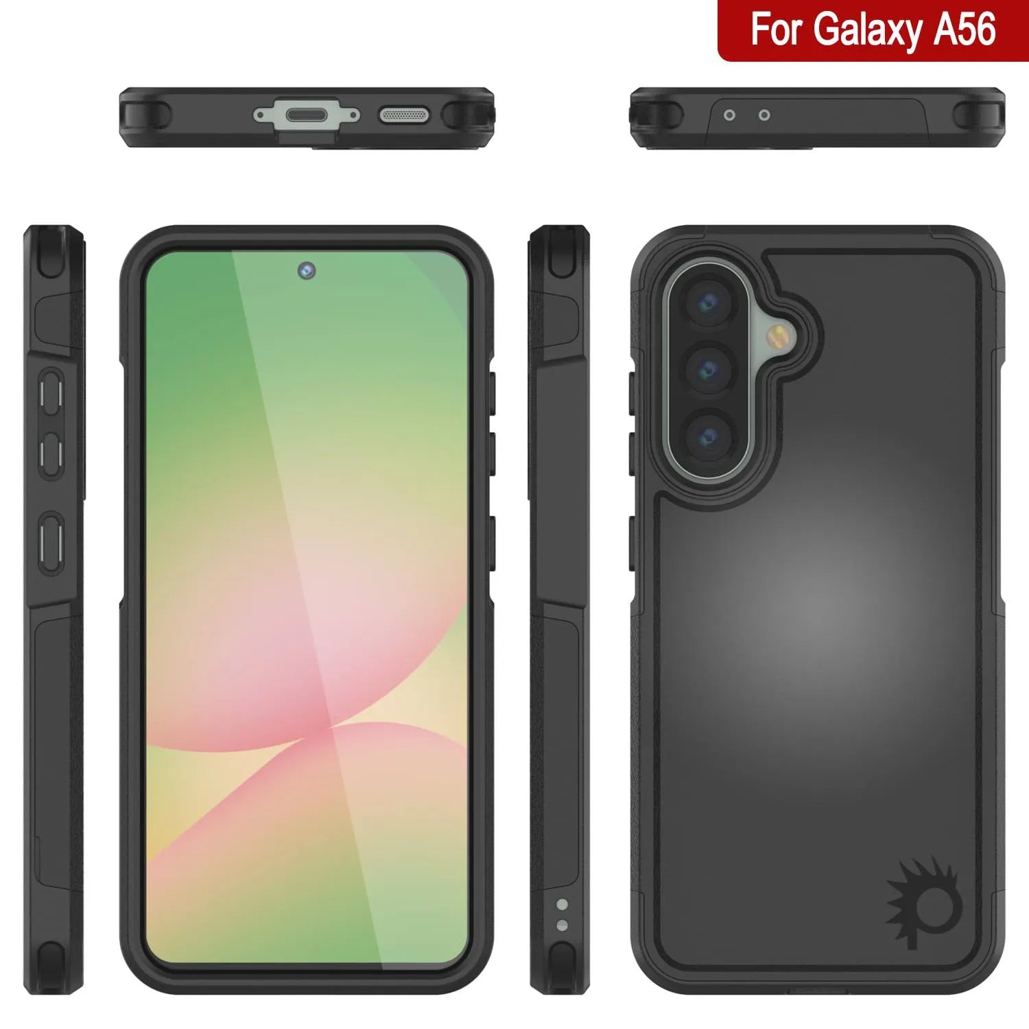 PunkCase Galaxy A56 Case, [Spartan 2.0 Series] Clear Rugged Heavy Duty Cover [Black]