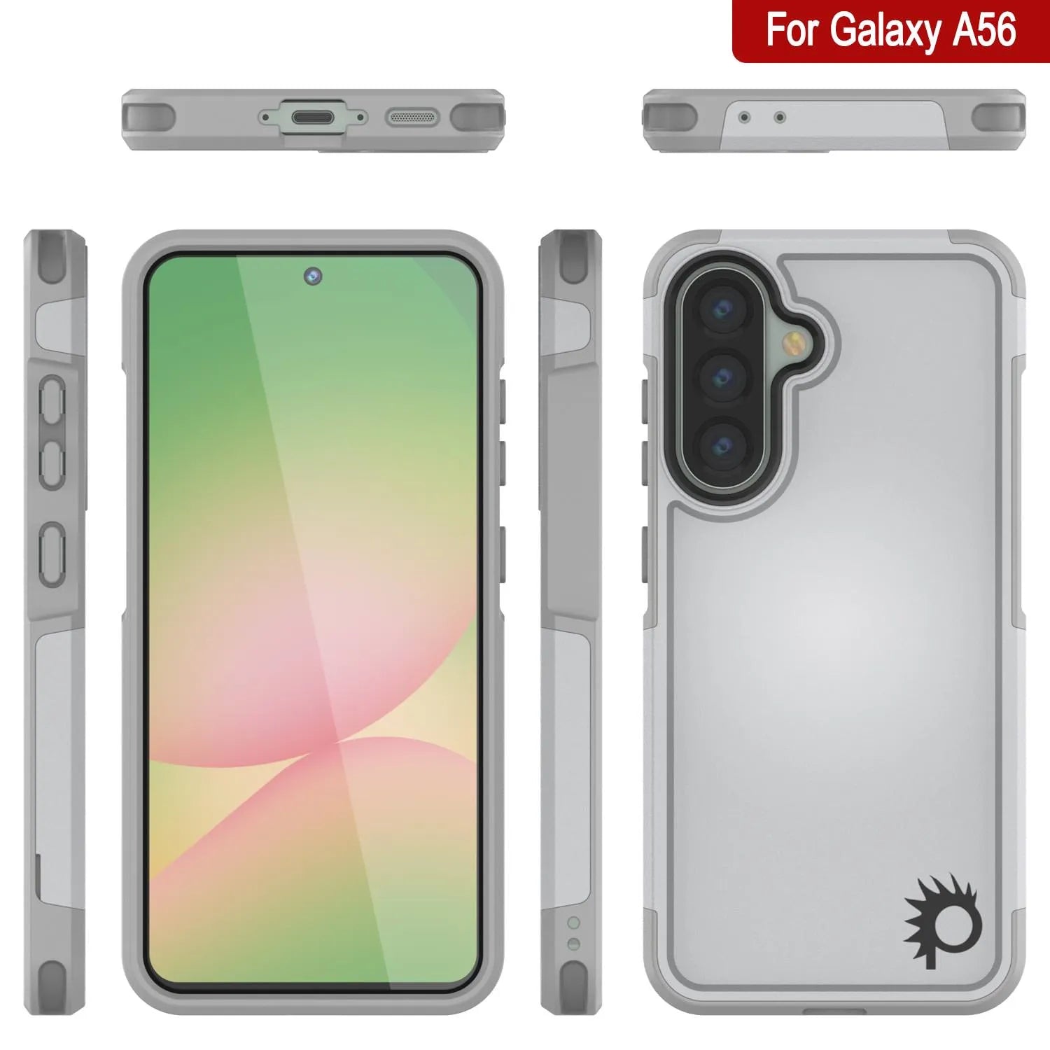 PunkCase Galaxy A56 Case, [Spartan 2.0 Series] Clear Rugged Heavy Duty Cover [White]