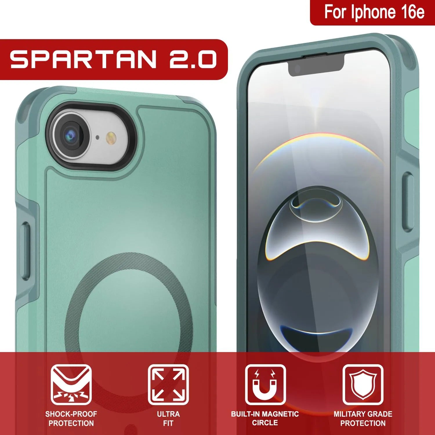 PunkCase iPhone 16e Case, [Spartan Series] Clear Rugged Heavy