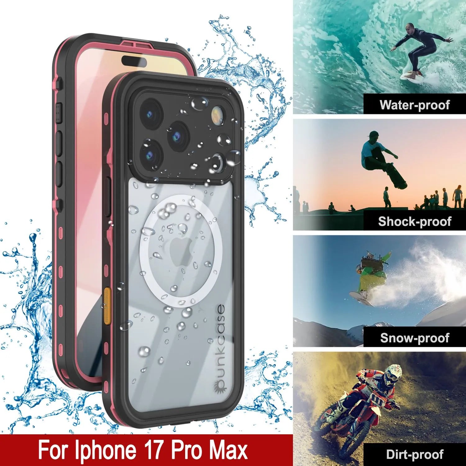 iPhone 17 Pro Max Waterproof IP68 Case, Punkcase [Lilac] [StudStar Series] [Slim Fit] [Dirtproof]