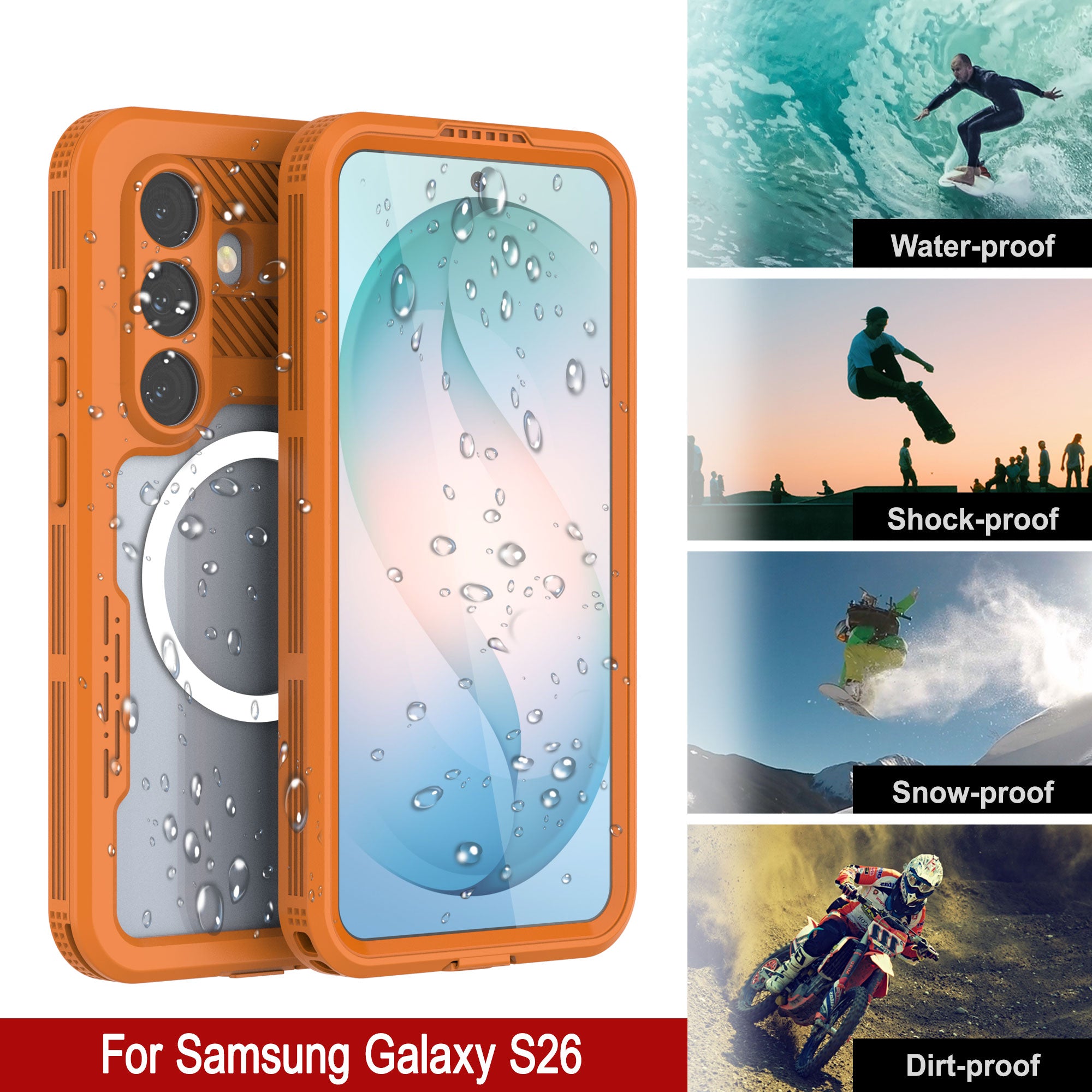 Galaxy S26 Waterproof Case [Alpine 2.0 Series] [Slim Fit] [IP68 Certified] [Shockproof] [Orange]